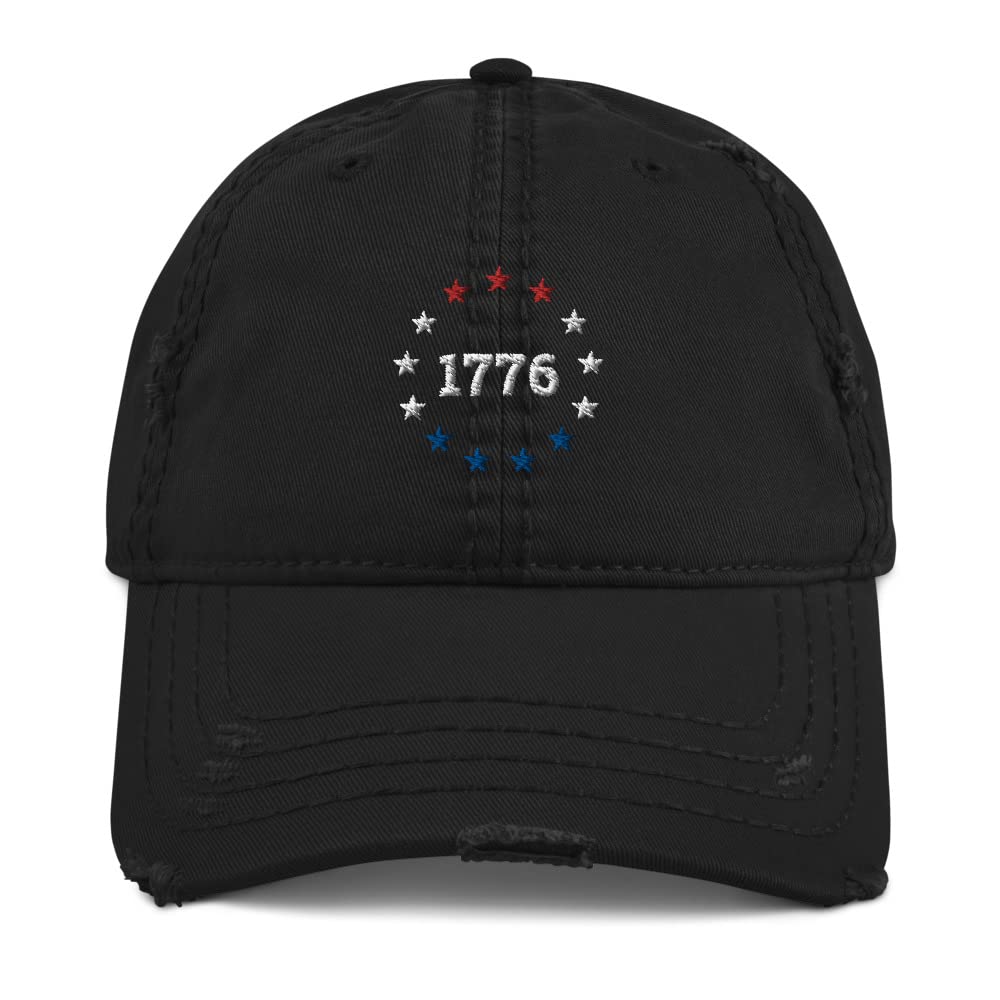 1776 Patriotic American Flag Hat for Men - Vintage Distressed Dad Cap - Betsy Ross USA Made - Perfect for 4th of July, Independence Day & Patriotic Events