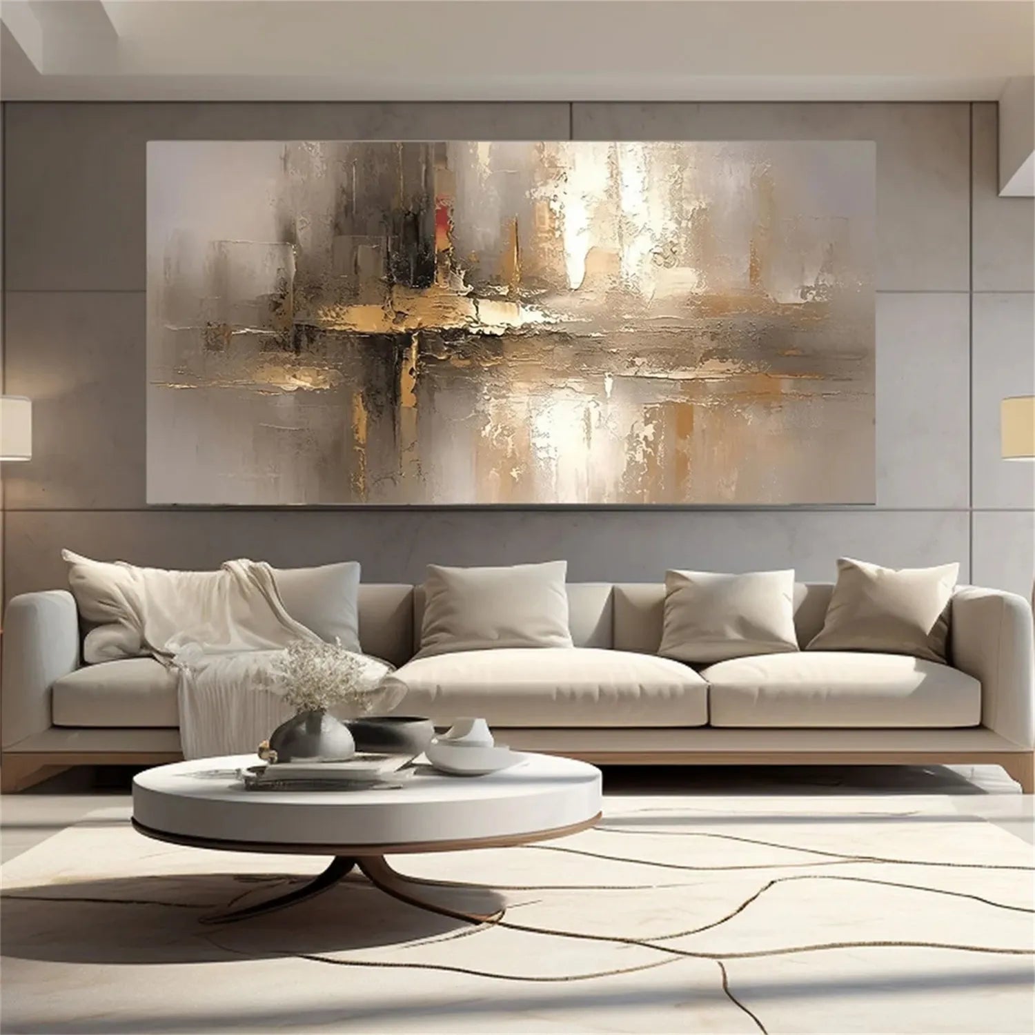 Abstract Painting #AB 257 - Modern Wall Art for Living Room, Bedroom & Office Decor | Large Canvas Artwork for Home & Commercial Spaces