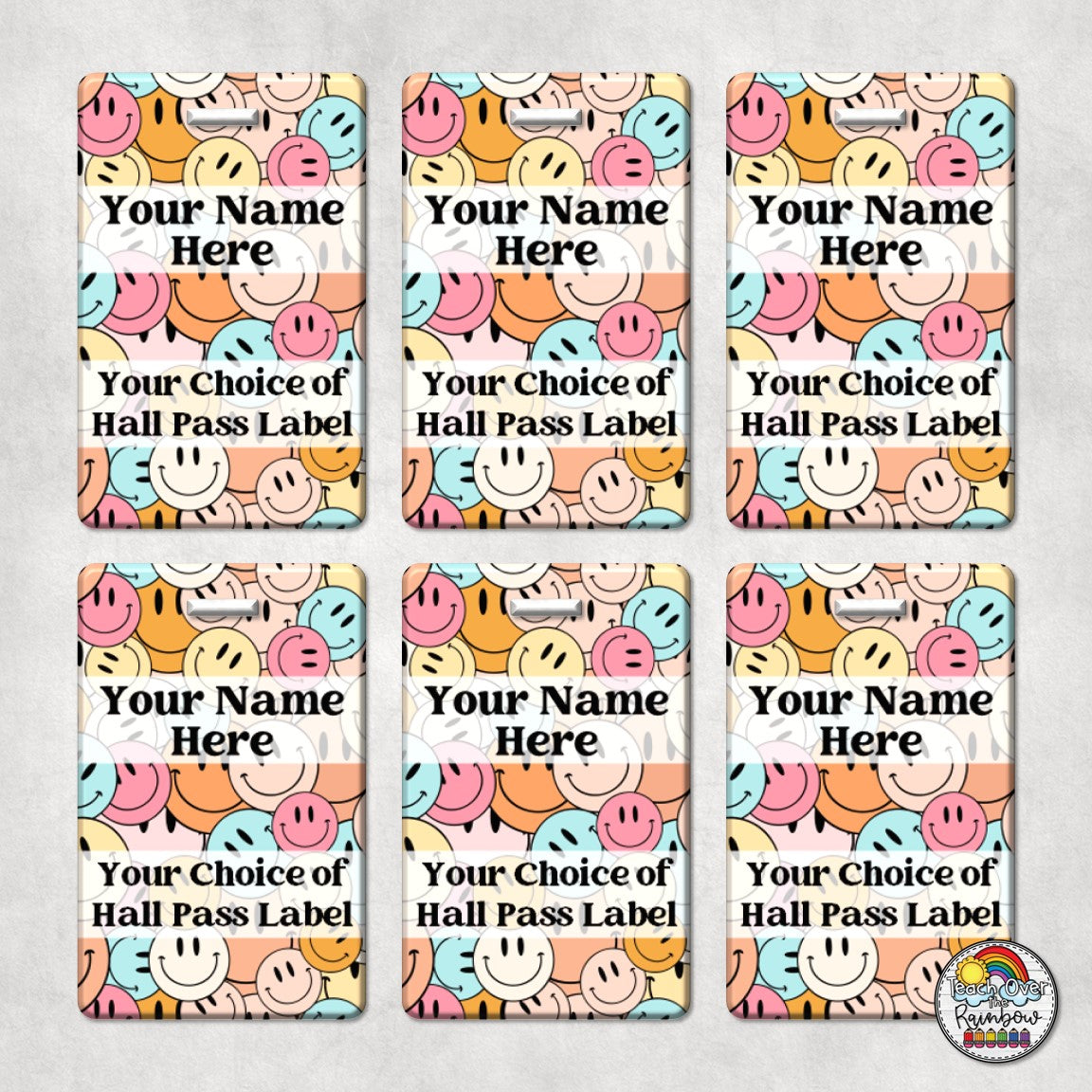 Just Full of Smiles Hall Pass Set - Fun & Colorful Classroom Passes for Teachers & Students - Perfect for School, Bathroom Breaks & Classroom Management
