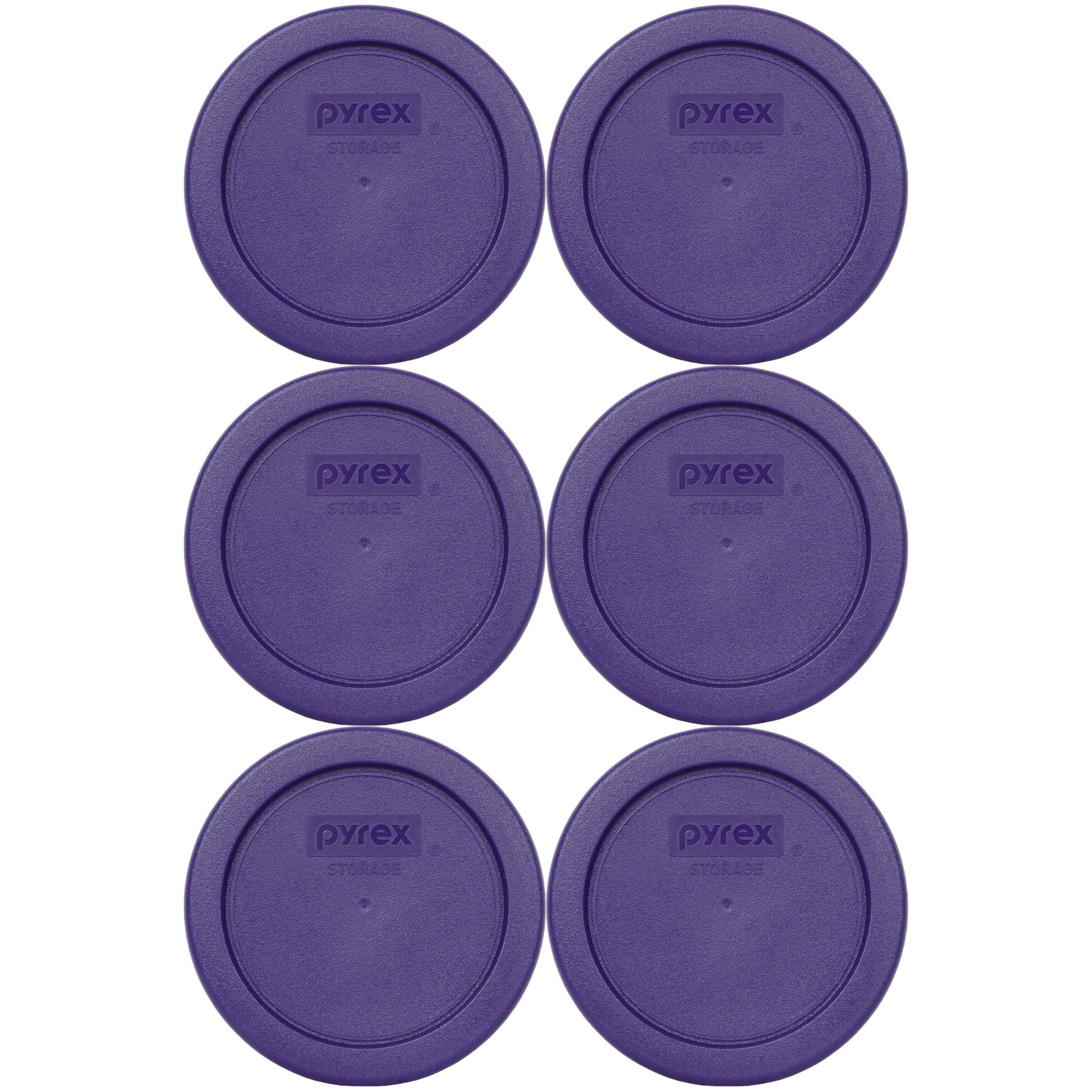 Pyrex 7202-PC 1-Cup Plastic Food Storage Replacement Lids (6-Pack) - Plum Purple, BPA-Free, Made in USA - Perfect for Meal Prep, Leftovers & Pantry Organization