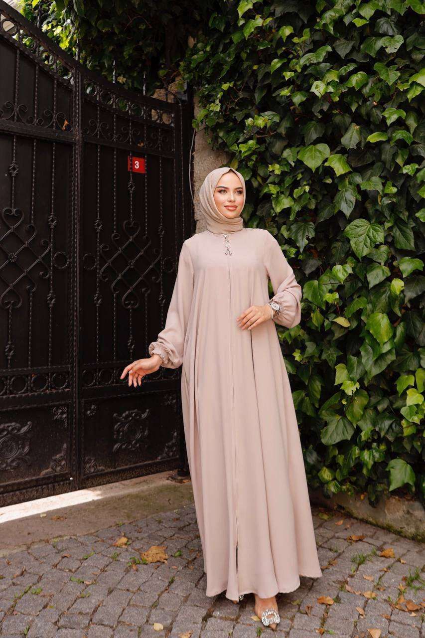 Halah Zipper Front Abaya for Women - 8 Stylish Colors | Modest Islamic Dress for Prayer, Eid & Special Occasions