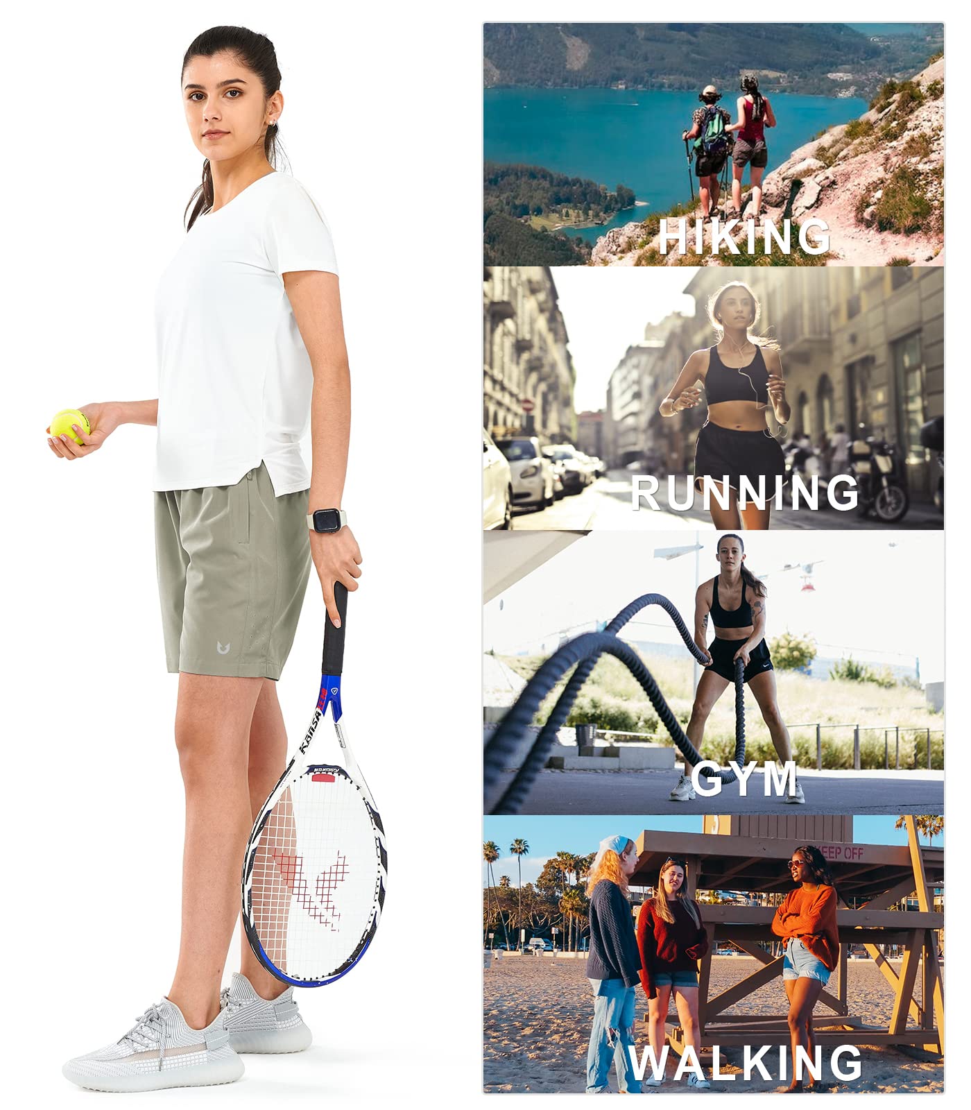 NORTHYARD Women's Quick Dry Athletic Hiking Shorts - Lightweight Running Shorts with 3 Zipper Pockets for Gym, Workout & Outdoor Activities | Perfect for Hiking, Jogging & Yoga