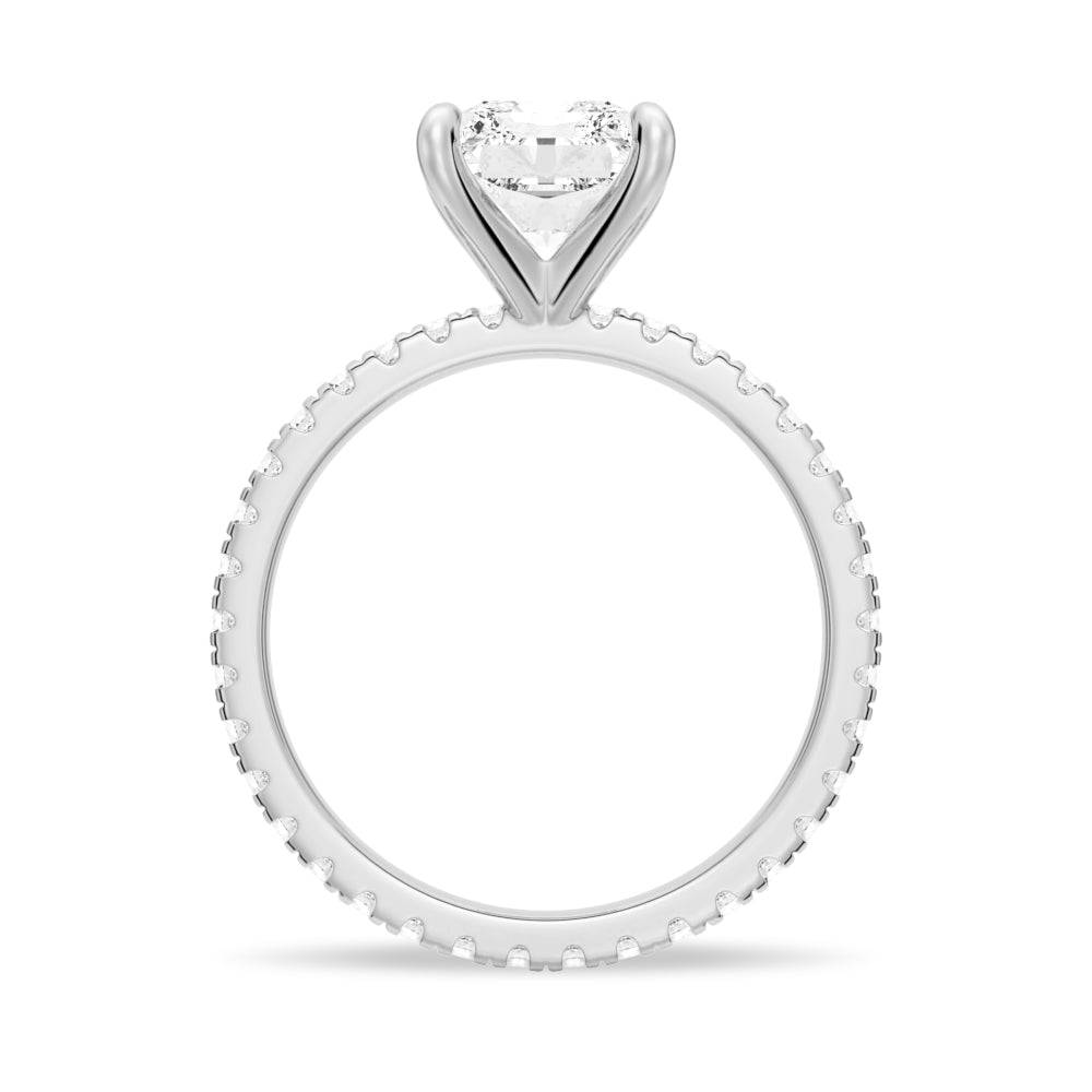 1.5ct Radiant Cut Moissanite Engagement Ring for Women - 14K White Gold Eternity Band with Pave Diamonds | Wedding, Proposal, Anniversary Gift