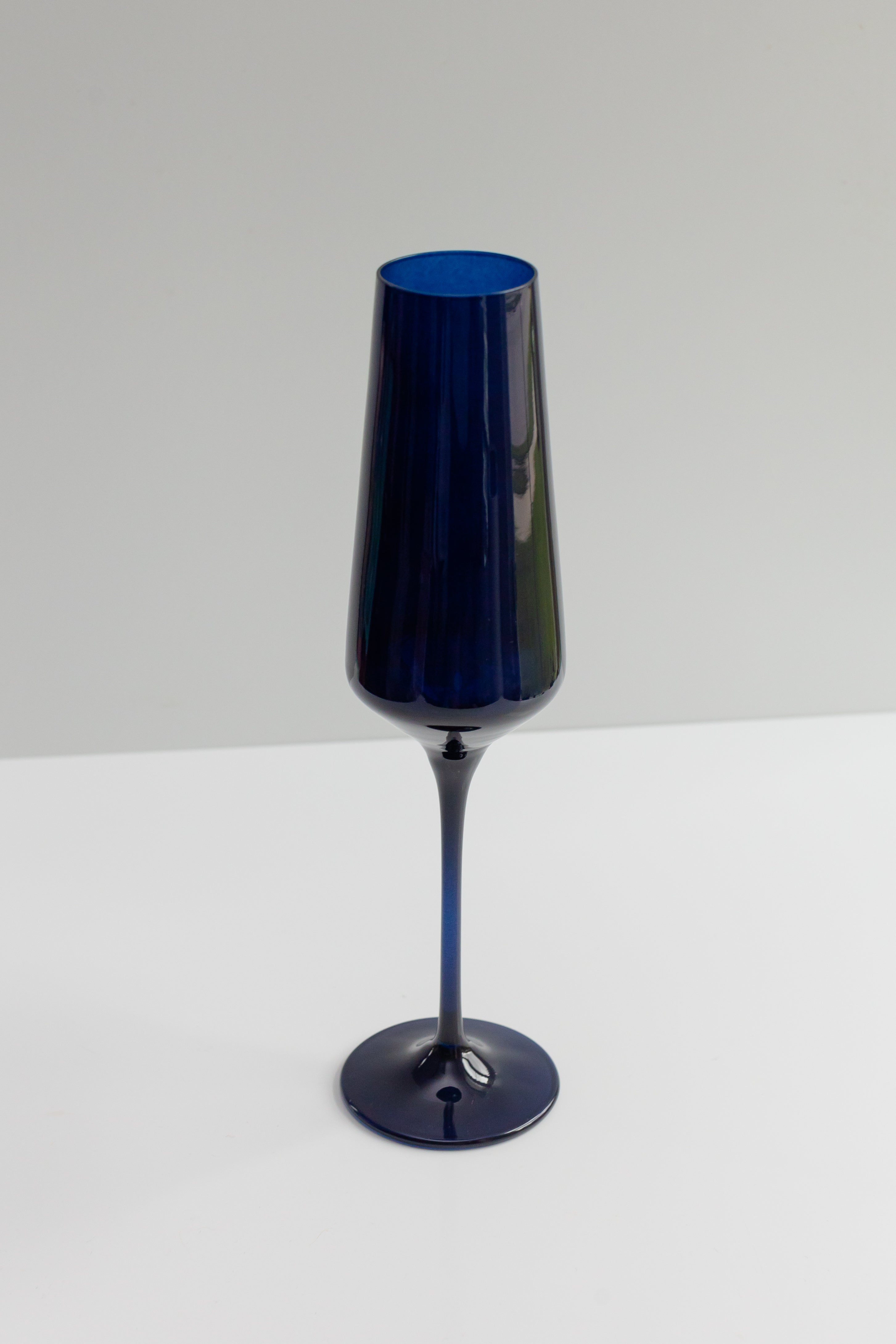 Estelle Colored Champagne Flute Set of 2 - Midnight Blue Glassware for Parties, Weddings & Celebrations | Elegant Stemware for Sparkling Wine & Cocktails