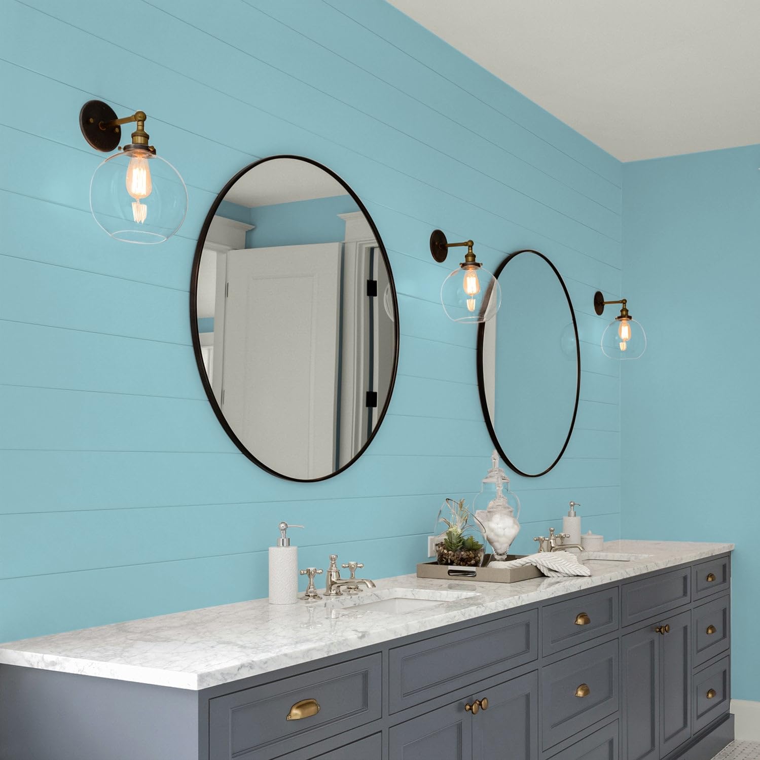 Glidden Interior Paint + Primer - 1 Gallon, Teal/Aqua (Kingston Aqua), One Coat Coverage, Eggshell Finish - Perfect for Living Rooms, Bedrooms & Home Decor Projects