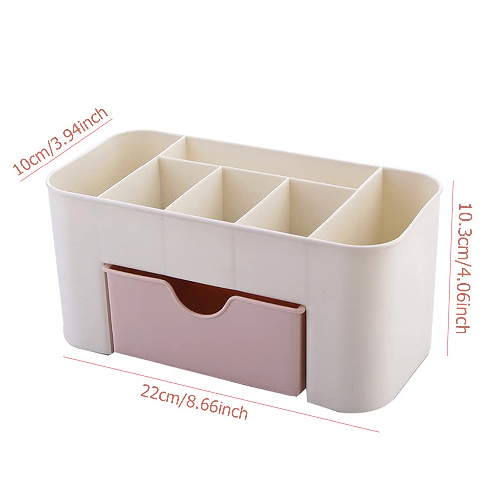 Multifunctional Pink Plastic Makeup Organizer with Drawers - Cosmetic Storage Box for Brushes, Lipsticks & Beauty Tools | Perfect for Vanity, Bathroom & Travel Organization