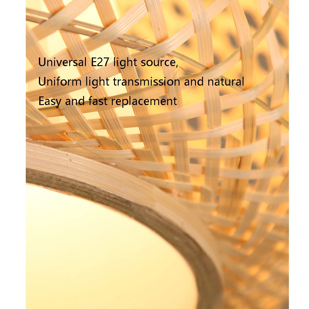 Bamboo Art Pendant Light - Chinese Style Wicker Lantern Suspension Lighting with E27 Socket for Kitchen Island, Bedroom, Restaurant & Coffee Bar | Rustic Home Decor & Ambient Dining Lighting
