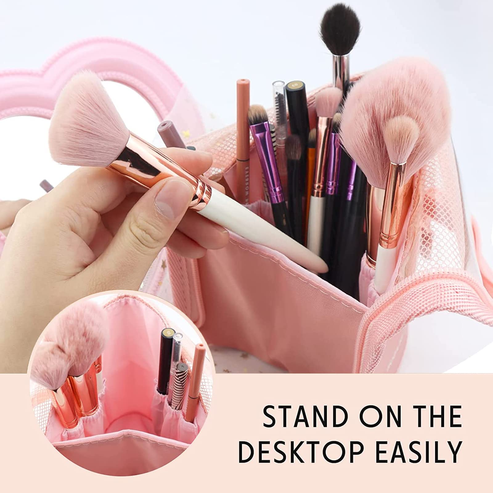 Waterproof Travel Makeup Brush Holder Bag for Women & Girls - Portable Cosmetic Brush Organizer for On-the-Go Beauty Essentials | Perfect for Air Travel, Gym, Vacation & Daily Makeup Storage