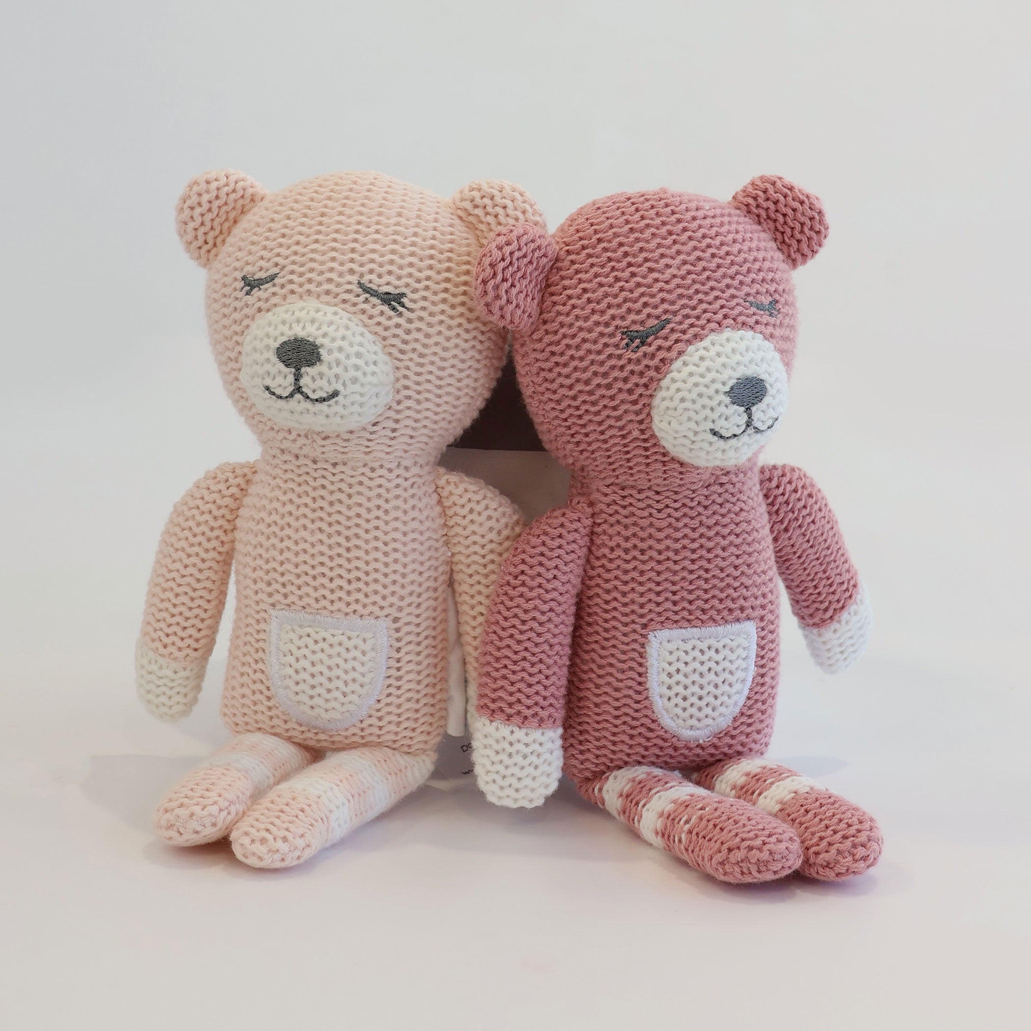 Nordic Style 2-Pack Knit Baby Rattles - Dusty Berry & Rose Bear - Soft & Safe Teething Toys for Newborns & Infants - Perfect for Playtime, Nursery Decor, and Baby Shower Gifts