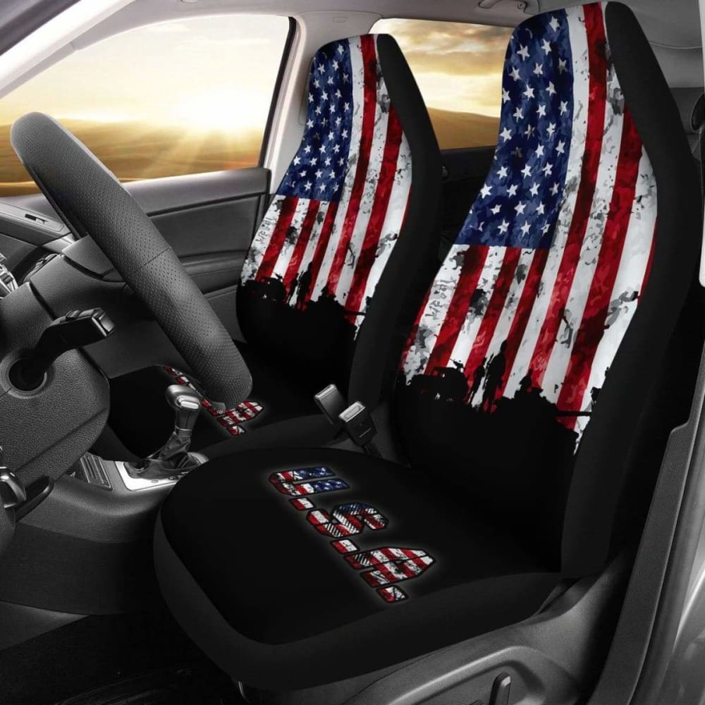 American Flag Car Seat Cover - Patriotic Military Veteran Design 203011 - Perfect for Trucks, SUVs & Cars on Memorial Day & 4th of July