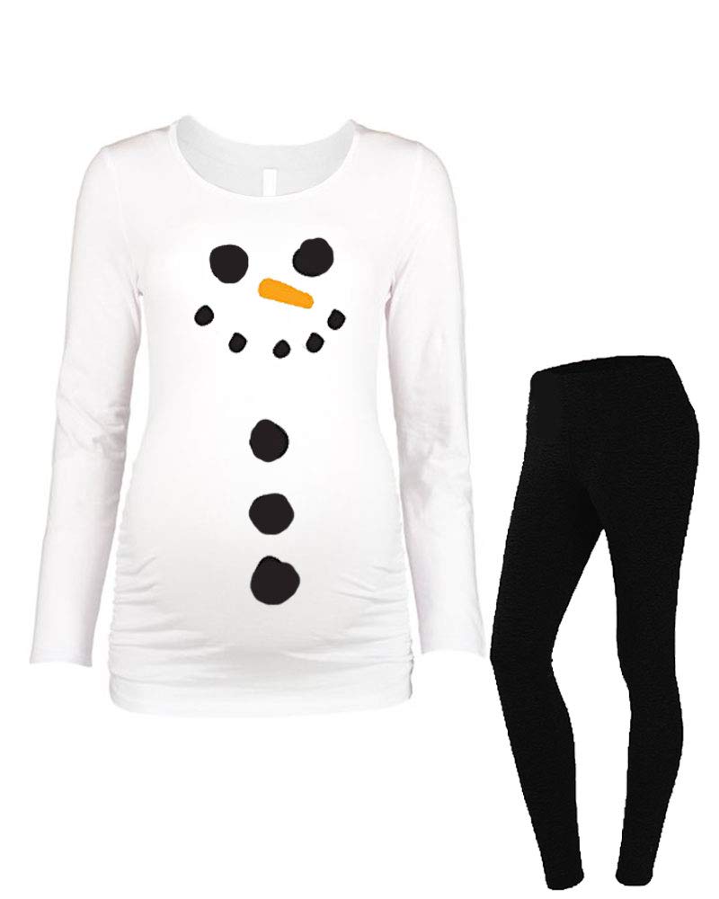 Snowman Maternity Halloween Costume - Pregnancy Outfit with T-Shirt & Leggings for Pregnant Women | Perfect for Halloween Parties, Maternity Photos & Seasonal Celebrations