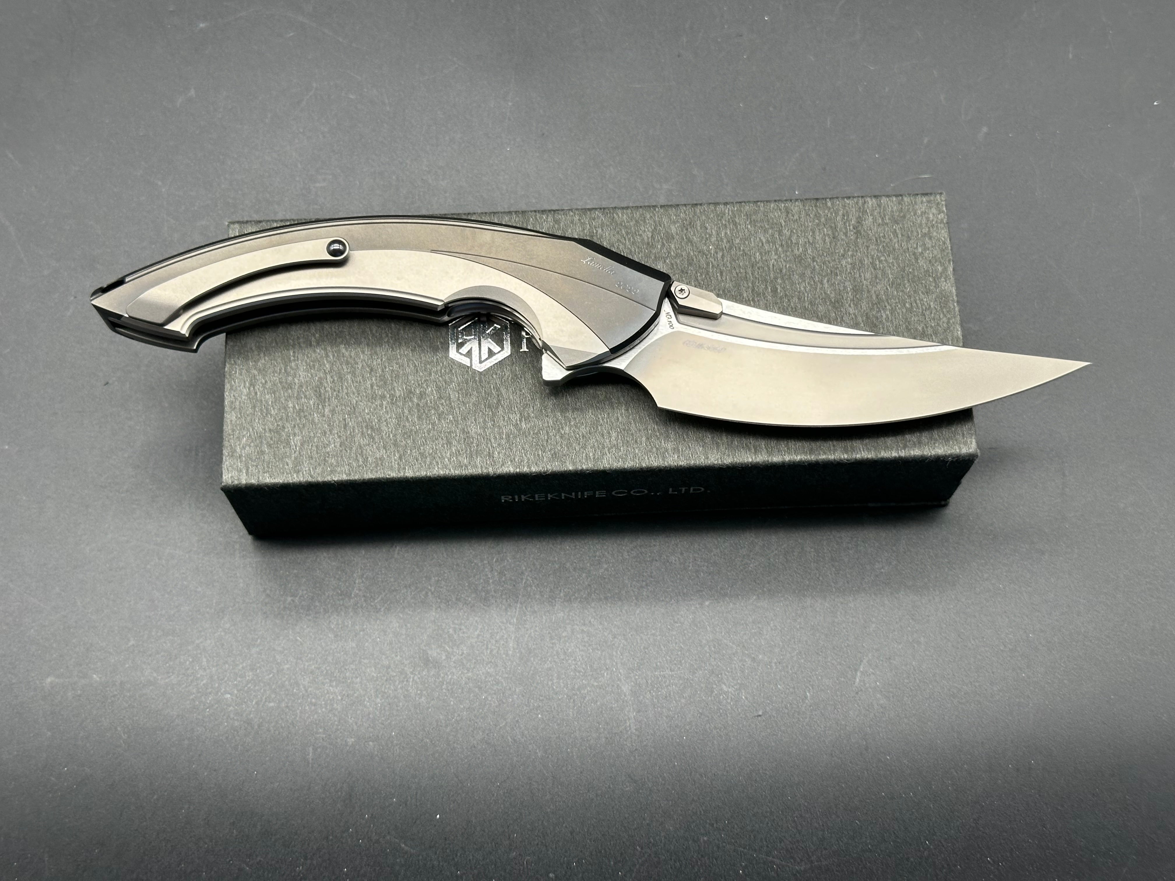 Premium Rike Knife Lamella V1 - Black DLC Titanium Handle & CPM 20CV Steel Blade - EDC Folding Pocket Knife for Outdoor, Camping, and Everyday Carry