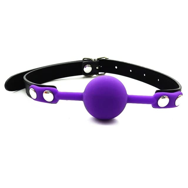 Soft Silicone BDSM Ball Gag for Women - Purple Open Mouth Gag Toy for Safe & Comfortable Play - Perfect for Roleplay, Bondage, and Sensory Exploration