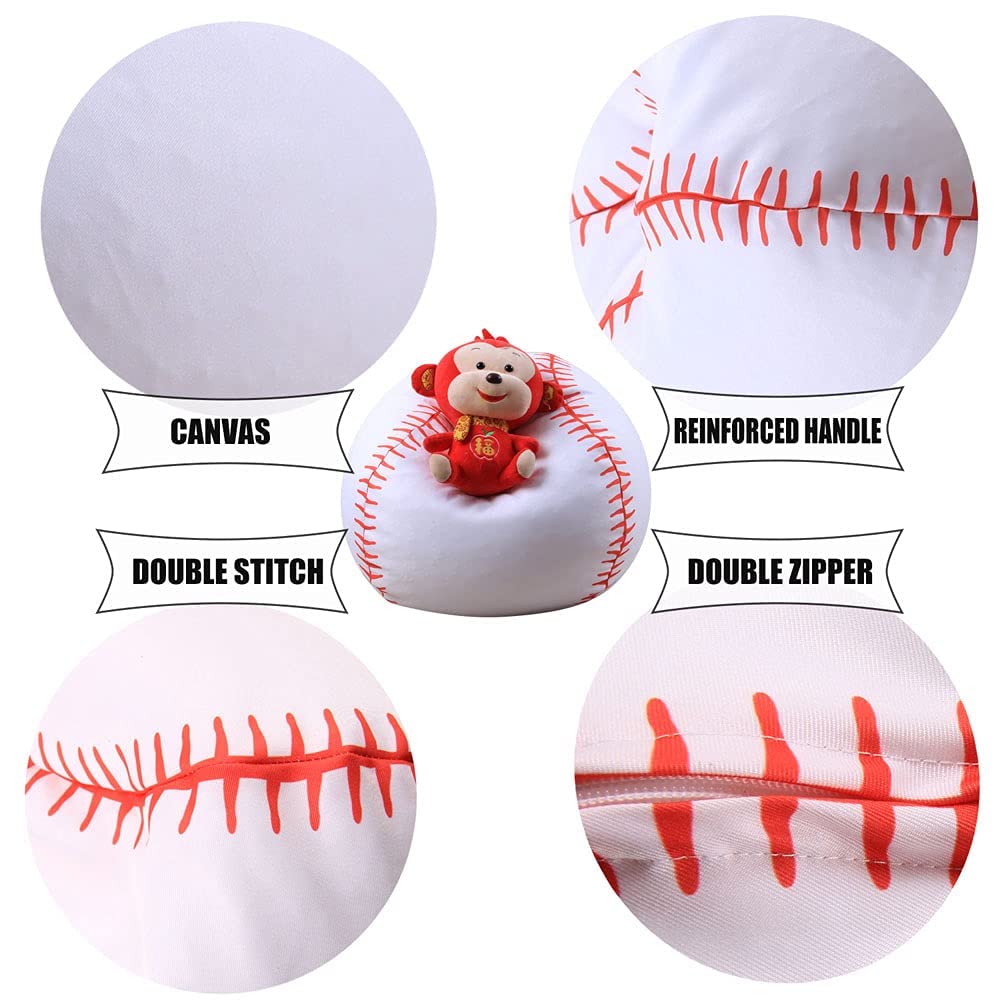 LMYOVE Stuffed Animal Storage Bean Bag Chair Cover - No Filler Included, Kids Baseball Themed Bean Bag Chair for Organizing Plush Toys, Toddler Toy Storage Solution 38 Inch - Perfect for Playrooms, Bedrooms & Daycare Centers