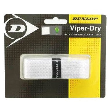 Dunlop Viper Dry Replacement Tennis Grip - White | Non-Slip, Sweat-Absorbing | Perfect for Tennis, Squash & Racquetball Players