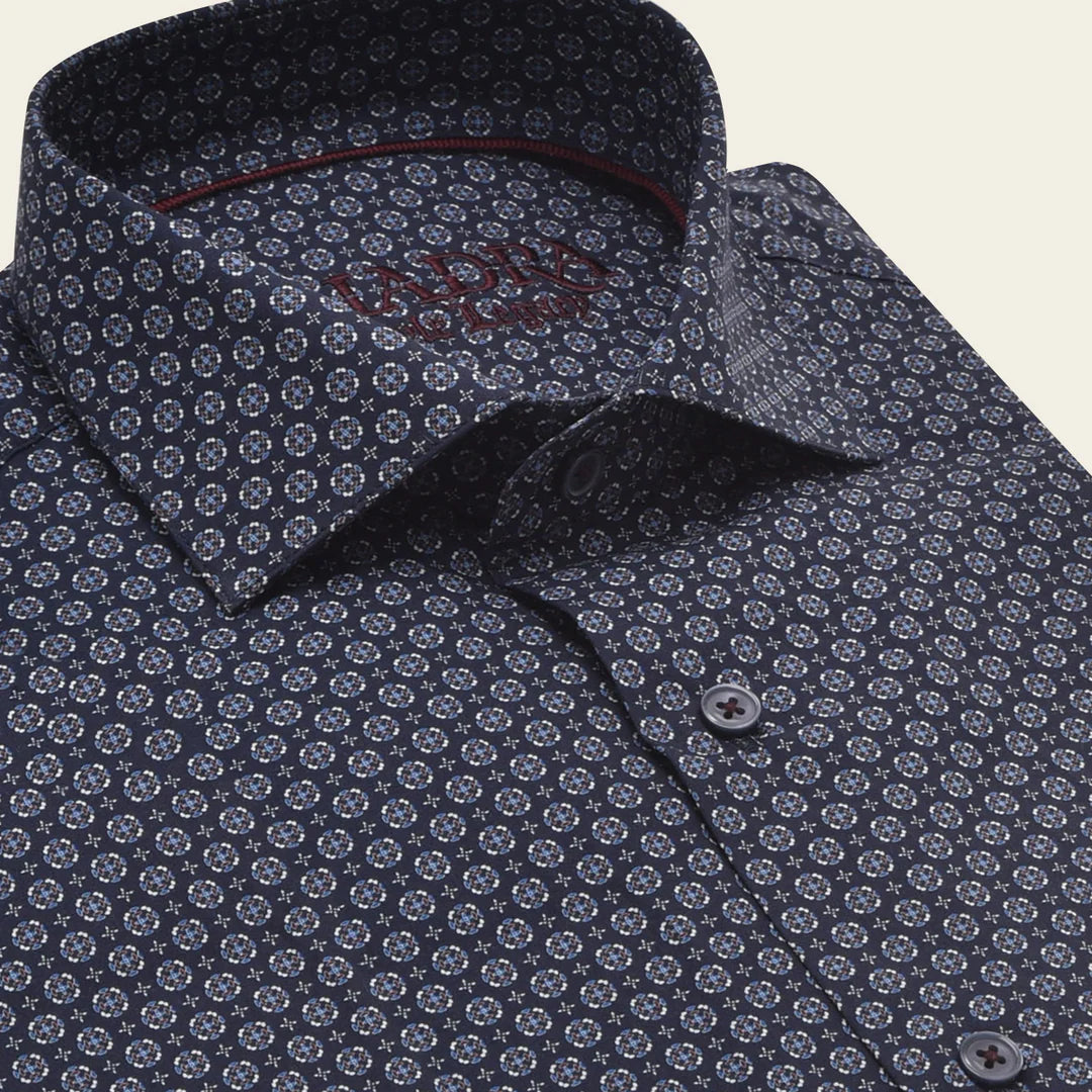 Stylish Navy Geometric Print Men's Shirt CM21029 - Perfect for Casual Wear, Office & Date Nights