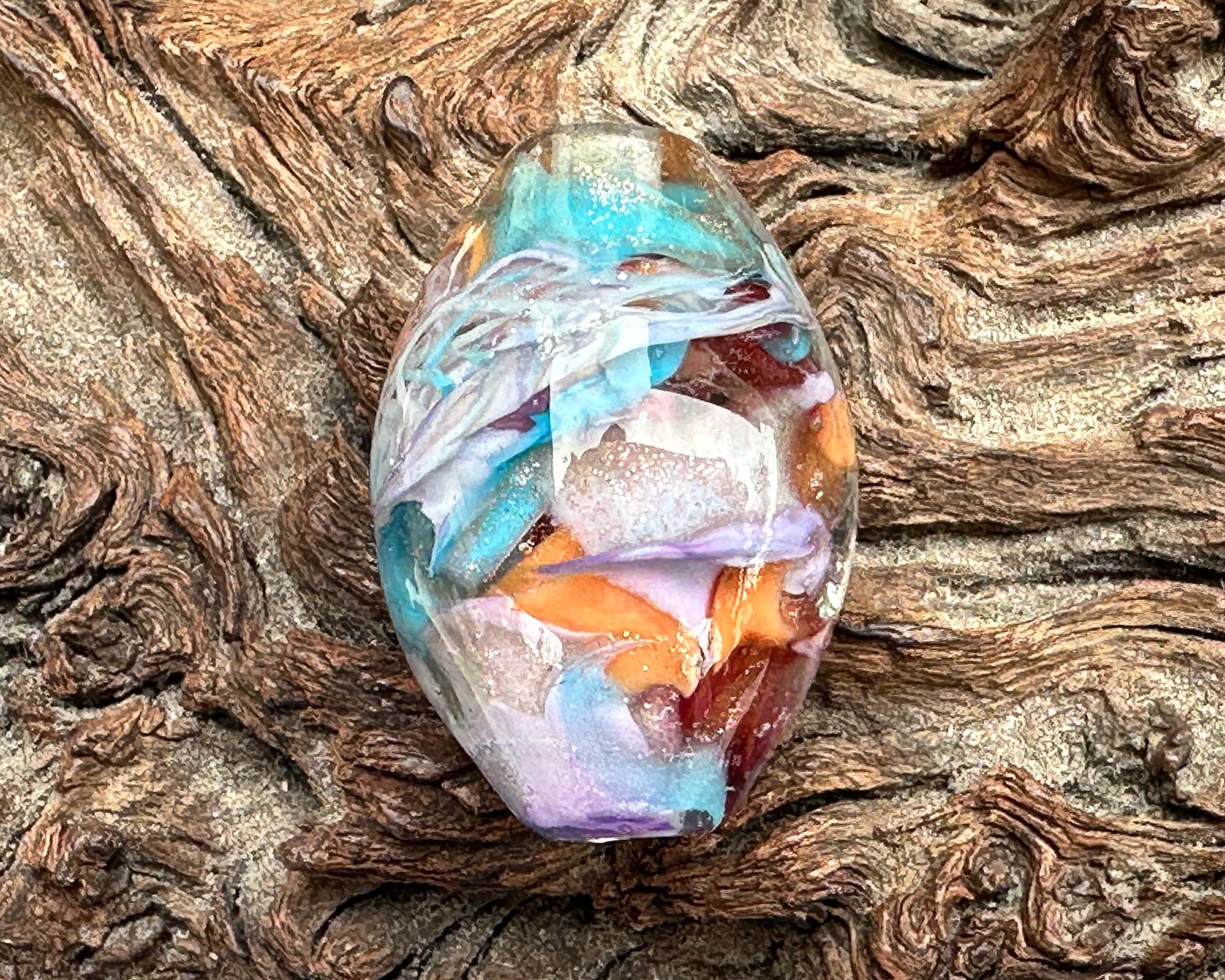 Handmade Summer Shimmer Lampwork Glass Focal Bead - SRA Certified Artisan Jewelry Bead for Necklaces, Bracelets & DIY Crafting - Perfect for Boho, Beach & Festival Jewelry Designs