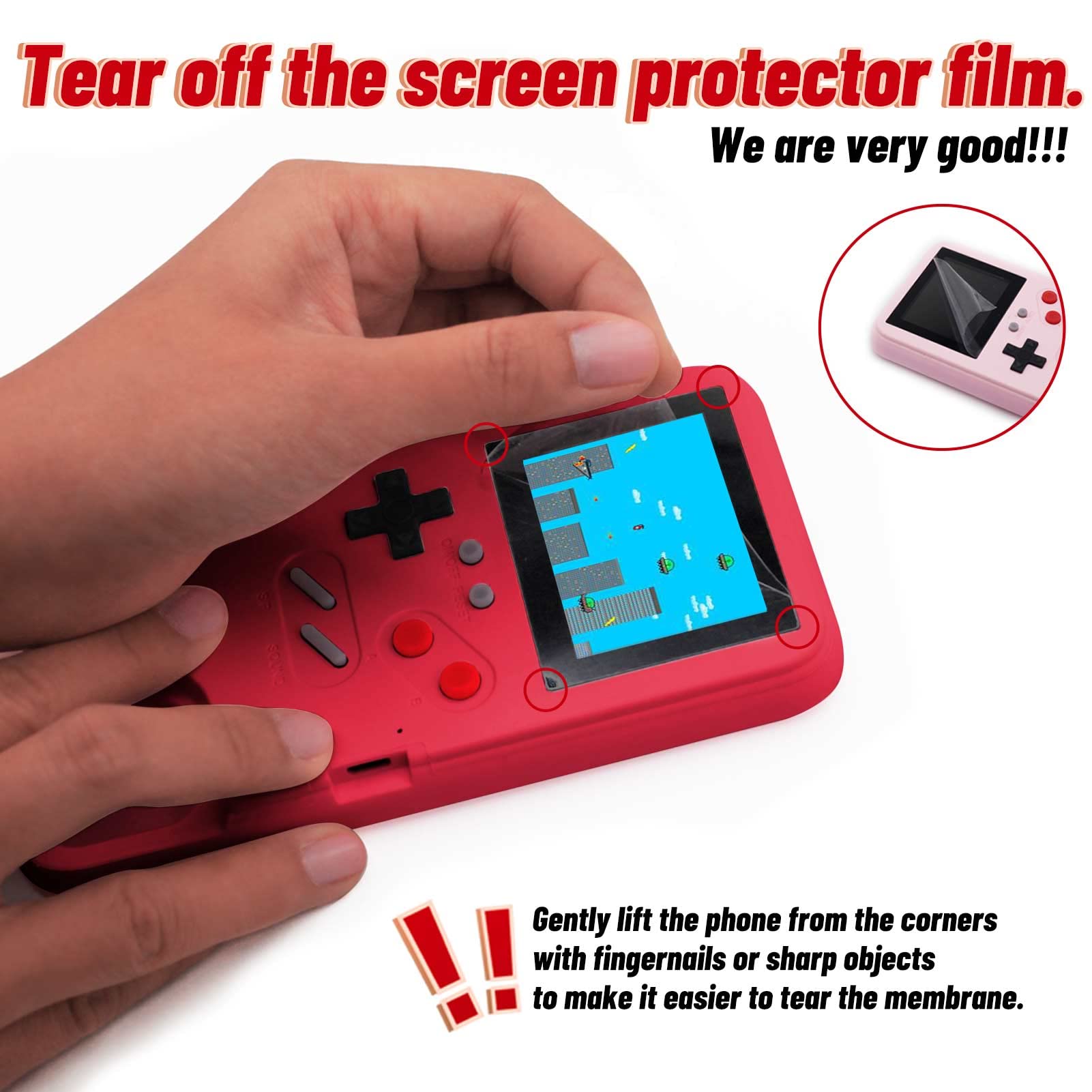 LucBuy Retro Game Console Case for iPhone 13 Pro Max - Self-Powered Protective Cover with 36 Classic Games, Full Color Display & Shockproof Bumper (Red) | Perfect for Gaming Enthusiasts & Nostalgic Entertainment On-The-Go