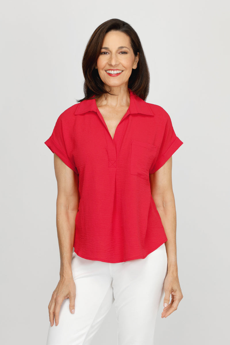 Top Ligne Airflow Collar Top - Breathable Women's Fashion Blouse for Summer & Office Wear