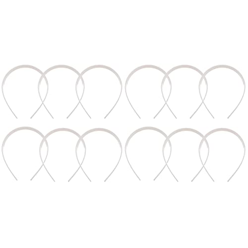 FRCOLOR 100 Pack White Plastic Plain Headbands with Teeth - Thin & Hard Hair Bands for DIY Crafts, Salon Use, and Costume Accessories