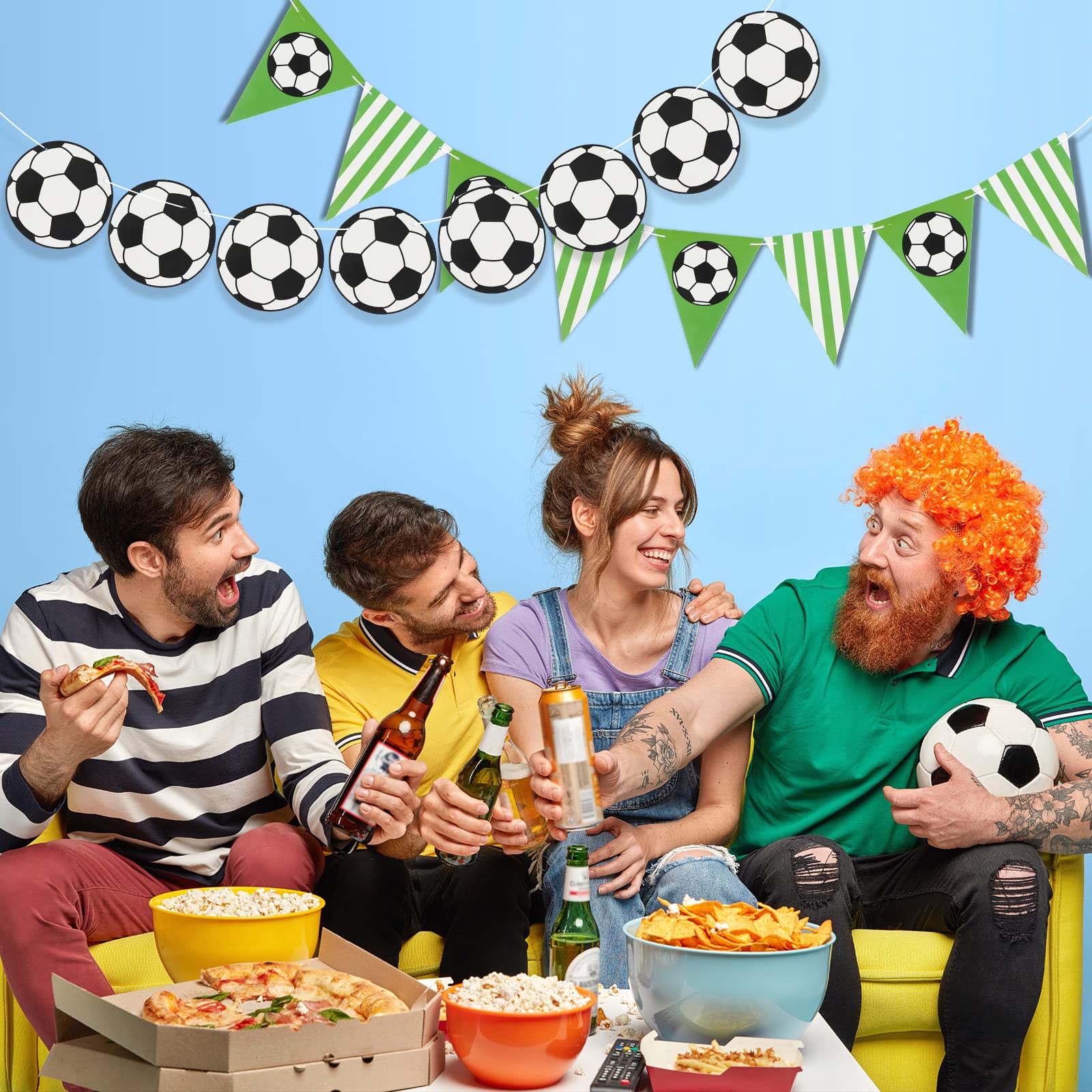 Zonon 4-Piece Soccer Party Decorations Set - Sports Themed Birthday Banner, Ball Garland & Paper Supplies for Kids, Team Parties & Game Day Celebrations