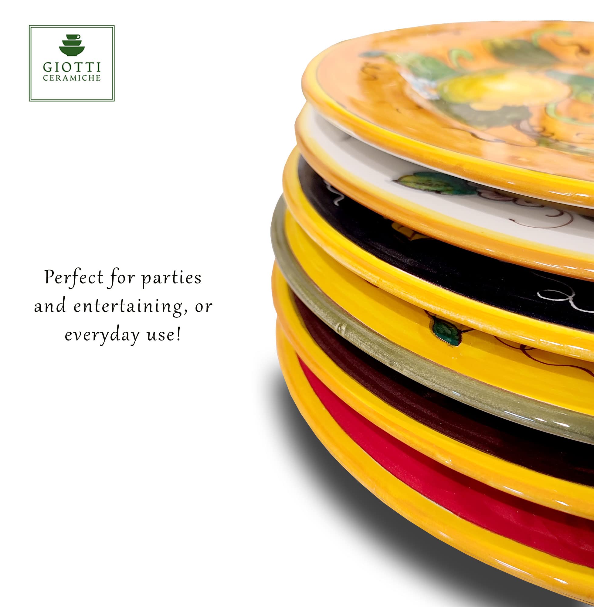 Italian Ceramic Dinnerware Set - Handmade Tuscan Pottery Made in Italy - Blue & Orange Lemon Design Plates & Bowls - Countryside Home Decor for Kitchen & Dining - Perfect for Italian-Themed Parties & Rustic Tablescapes