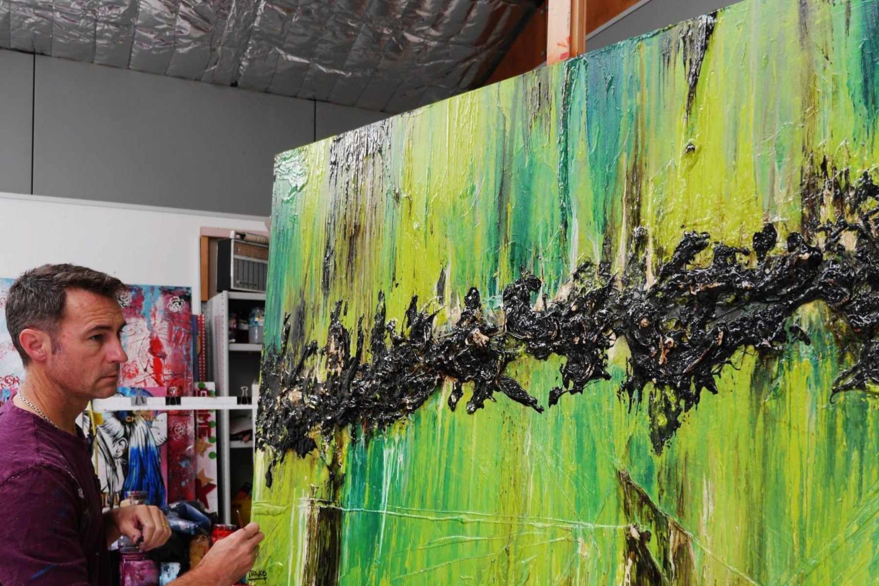 Lime Earth 160cm x 100cm Green Textured Abstract Canvas Art - Modern Wall Decor for Living Room, Bedroom & Office