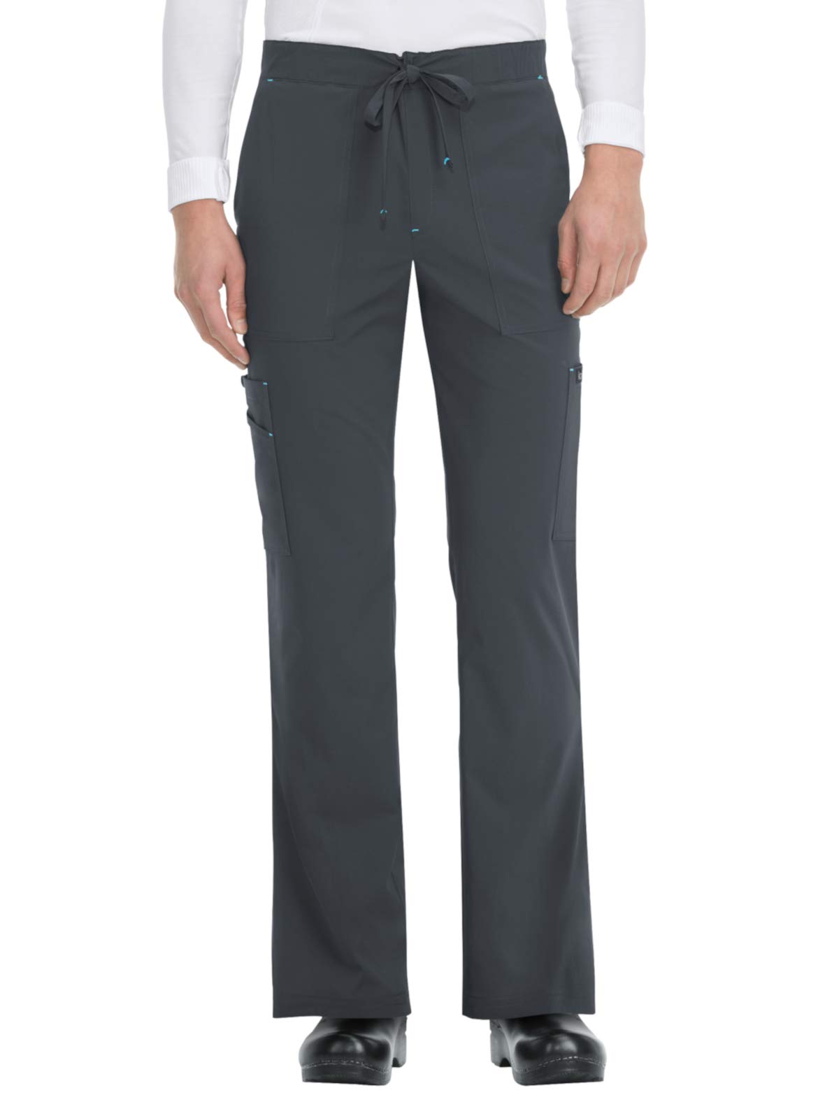 KOI Basics Men's 605 Luke Stretch Comfort Pants - Charcoal Gray, Small Tall Size - Perfect for Work, Travel & Casual Wear