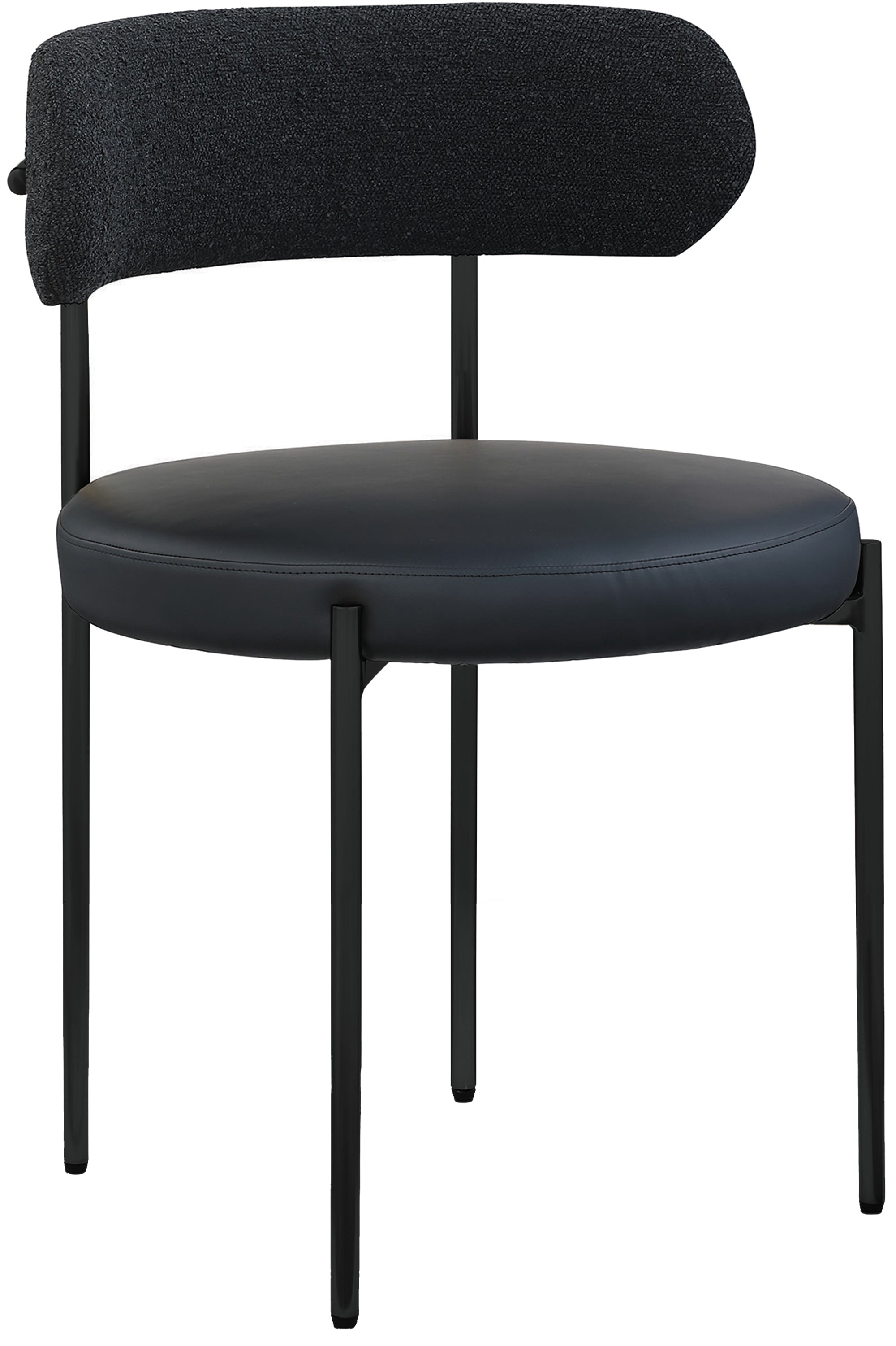 Vegan Leather & Boucle Fabric Dining Chair - Modern Comfort for Home, Office & Restaurant Use