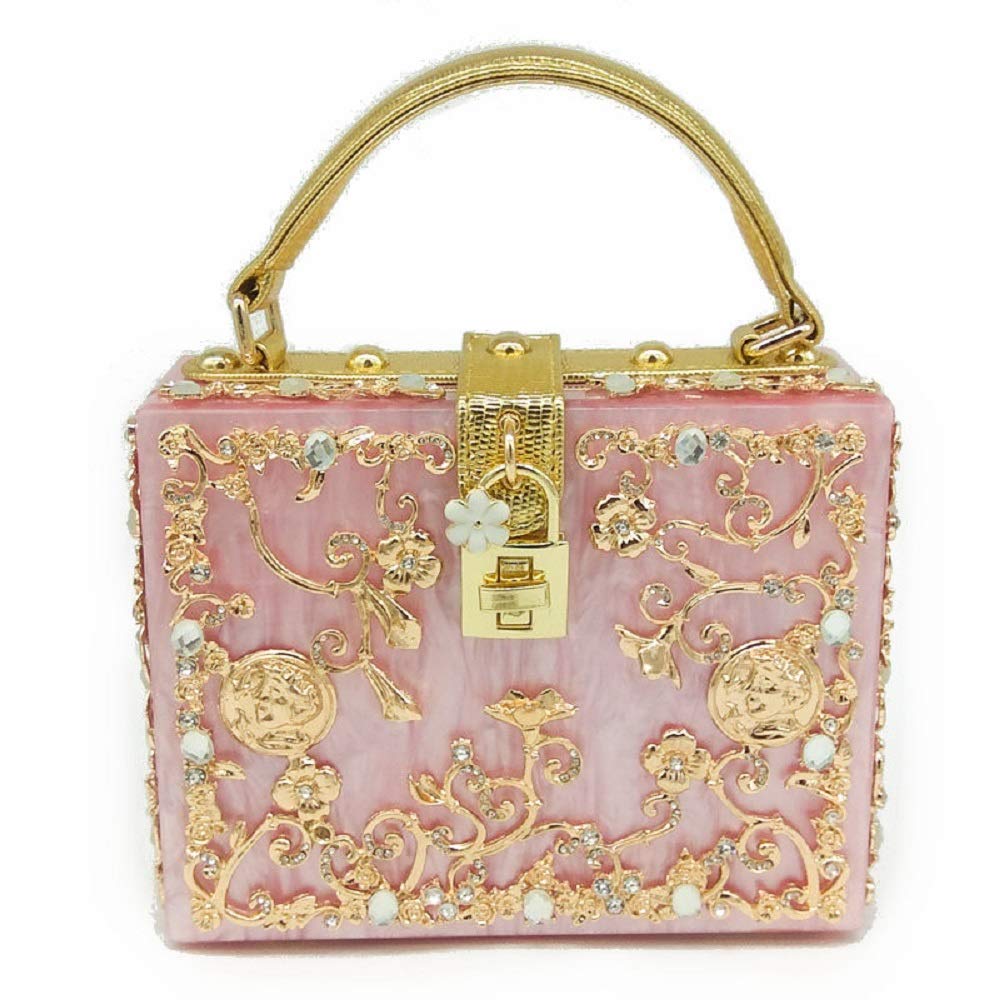 Stylish Acrylic Flower Shoulder Bag for Women - Rhinestone Evening Crossbody Purse for Parties & Events