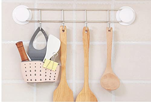 Double Decker Sink Caddy Sponge Holder with Drain Hole - Hanging Kitchen Faucet Organizer Basket in Light Pink | Perfect for Kitchen Sink Organization & Dishwashing Accessories Storage