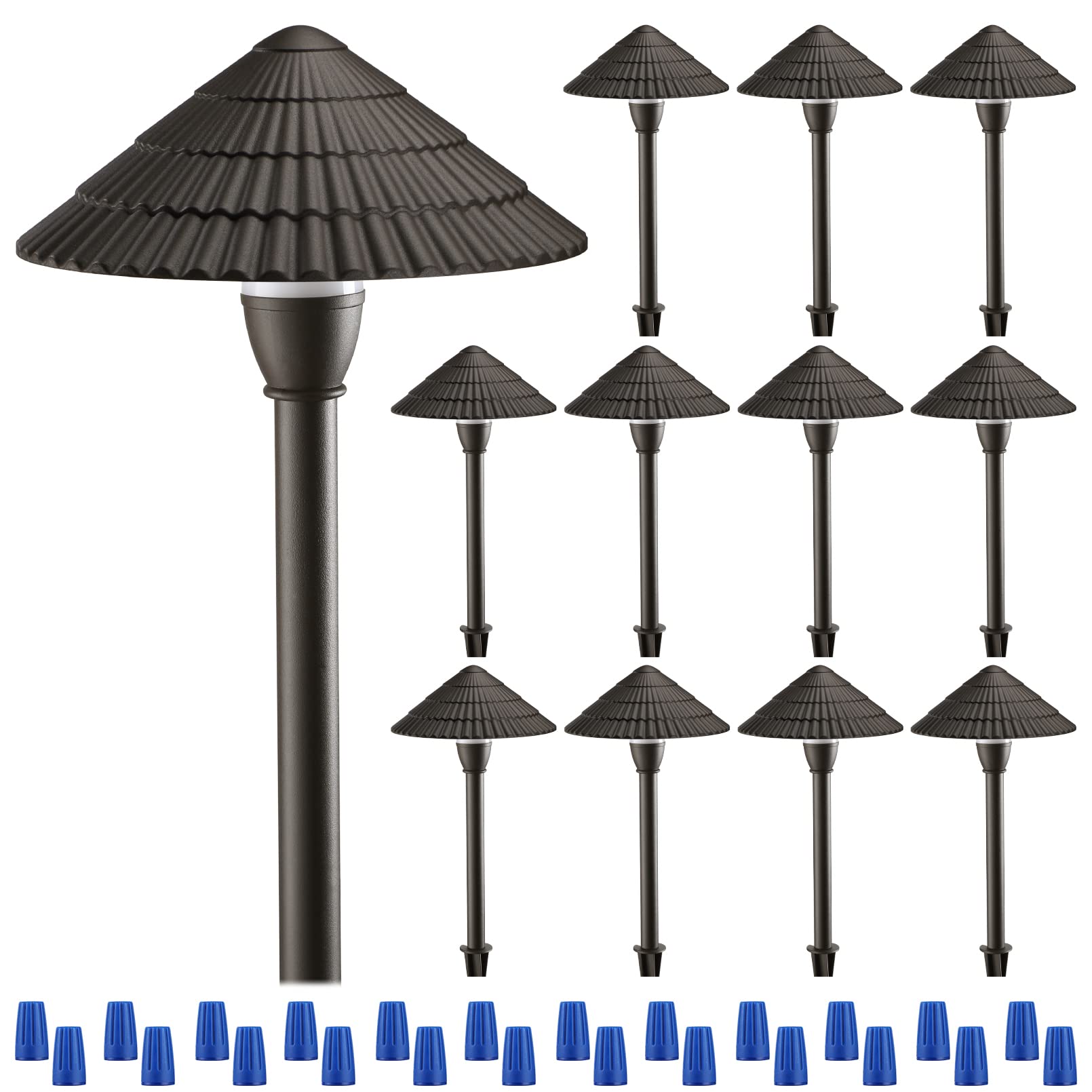 LEONLITE 12-Pack 3W Low Voltage LED Pathway Lights - 12V Waterproof Landscape Lighting for Yard, Lawn & Garden - 3000K Warm White Bronze Cast-Aluminum Path Lights (ETL Listed) - Perfect for Driveway, Walkway & Outdoor Decor