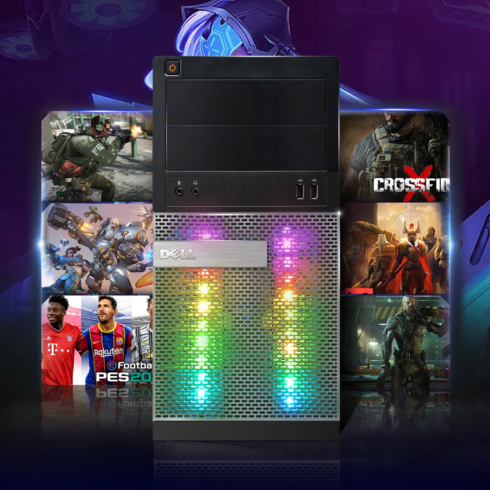 Dell RGB Gaming PC - Intel i7-4770, RX 580 8G, 16GB RAM for Esports & Streaming