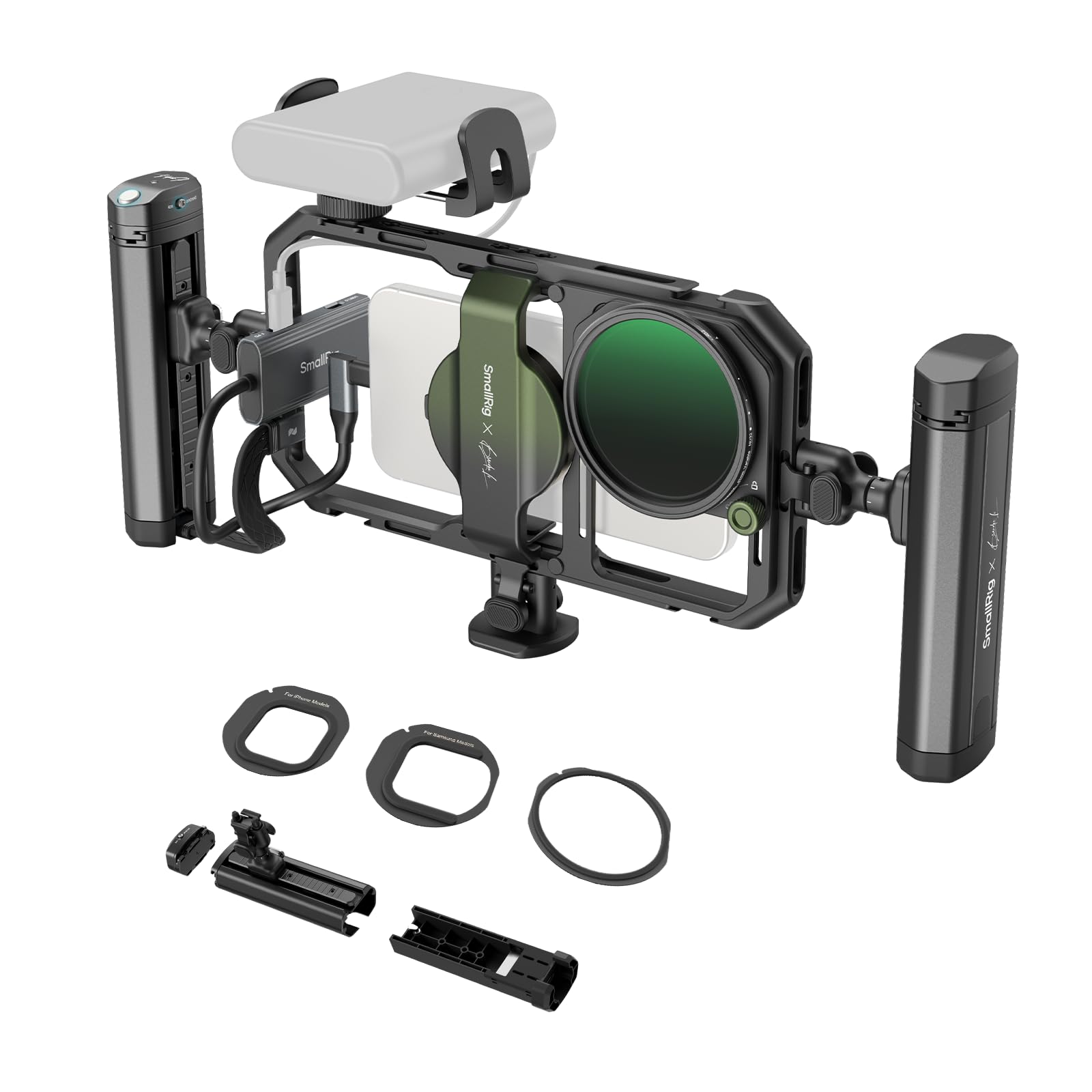 SmallRig x Brandon Li All-in-One Mobile Video Kit - Universal Quick Release Phone Rig for iPhone, Samsung, Pixel | Wireless Rotatable Handles, M.2 SSD & 67mm VND Filter (4596) | Perfect for Vlogging, Travel Filmmaking & Content Creation