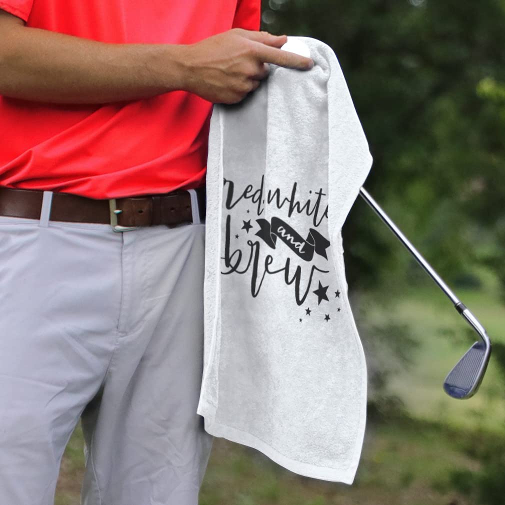 Custom Fathers Day Golf Towel - Red White & Brew Cotton Bag Accessories | Personalized Golf Gift for Dad | Perfect for Golf Courses, Father's Day Gifts & Sports Enthusiasts