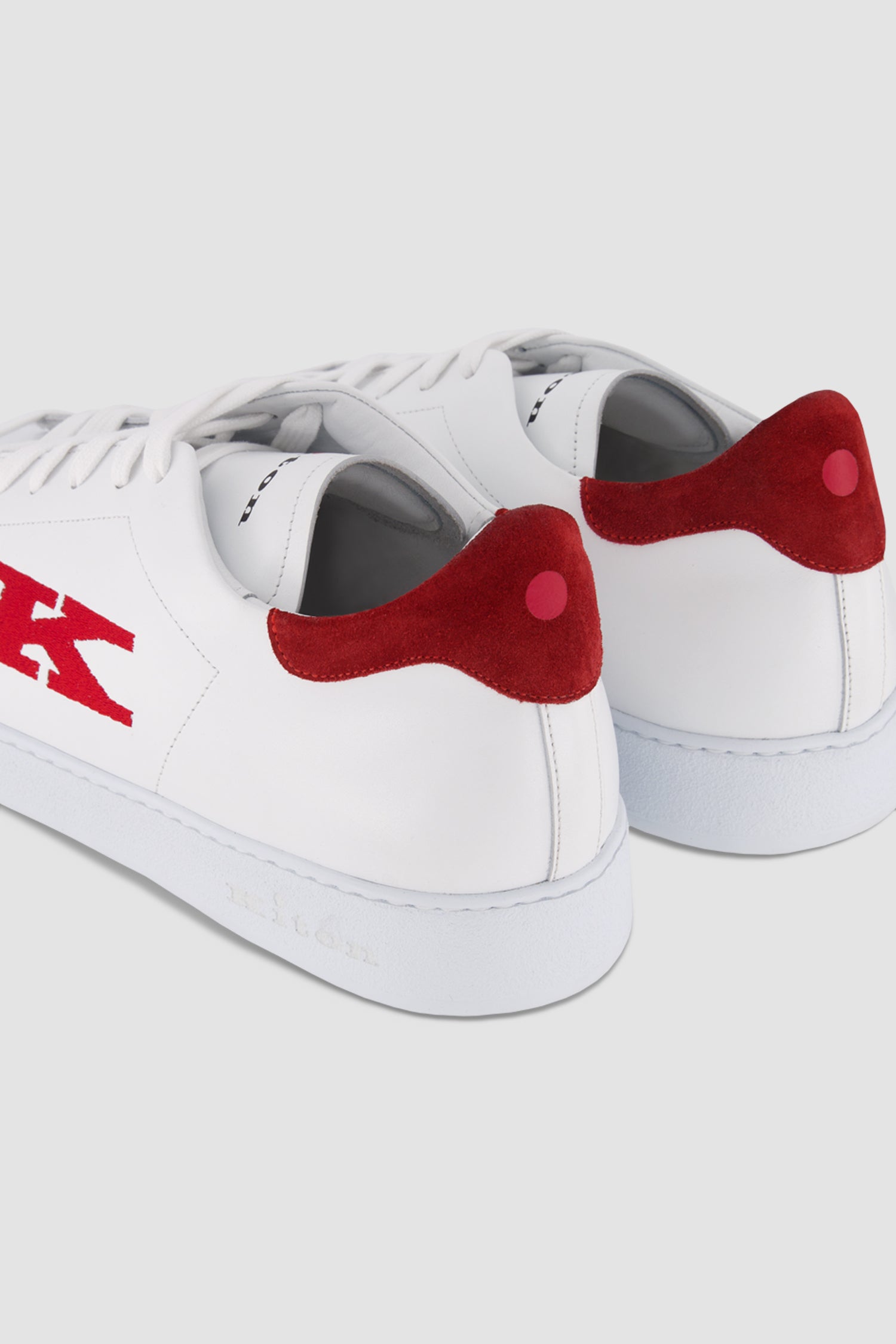 Kiton White and Red Calfskin Sneakers for Men - Premium Leather Casual Shoes for Walking, Travel & Everyday Wear