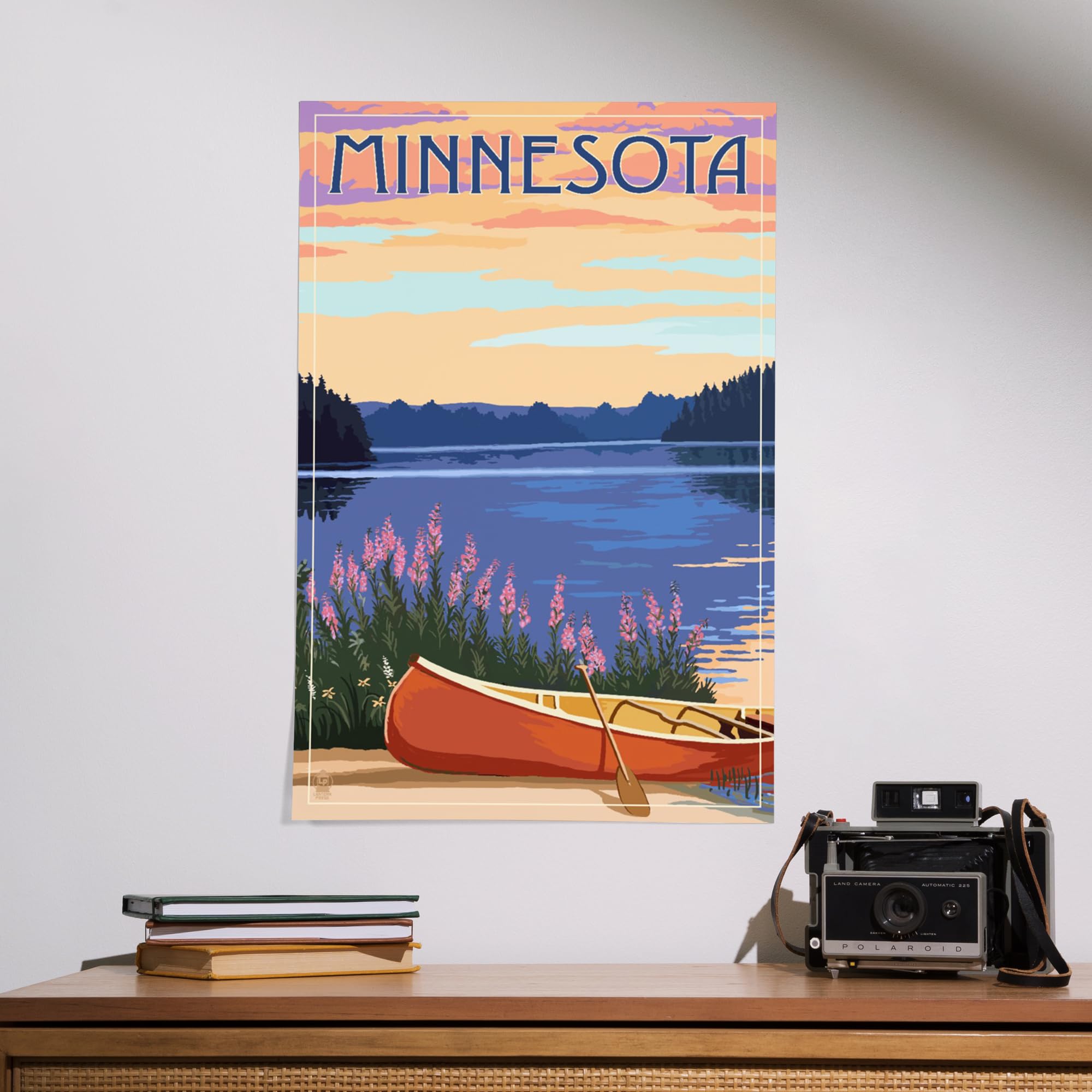 Lantern Press 16x24 Inch Giclee Art Print - Minnesota Canoe Lake Landscape Wall Decor | Perfect for Living Room, Bedroom & Office