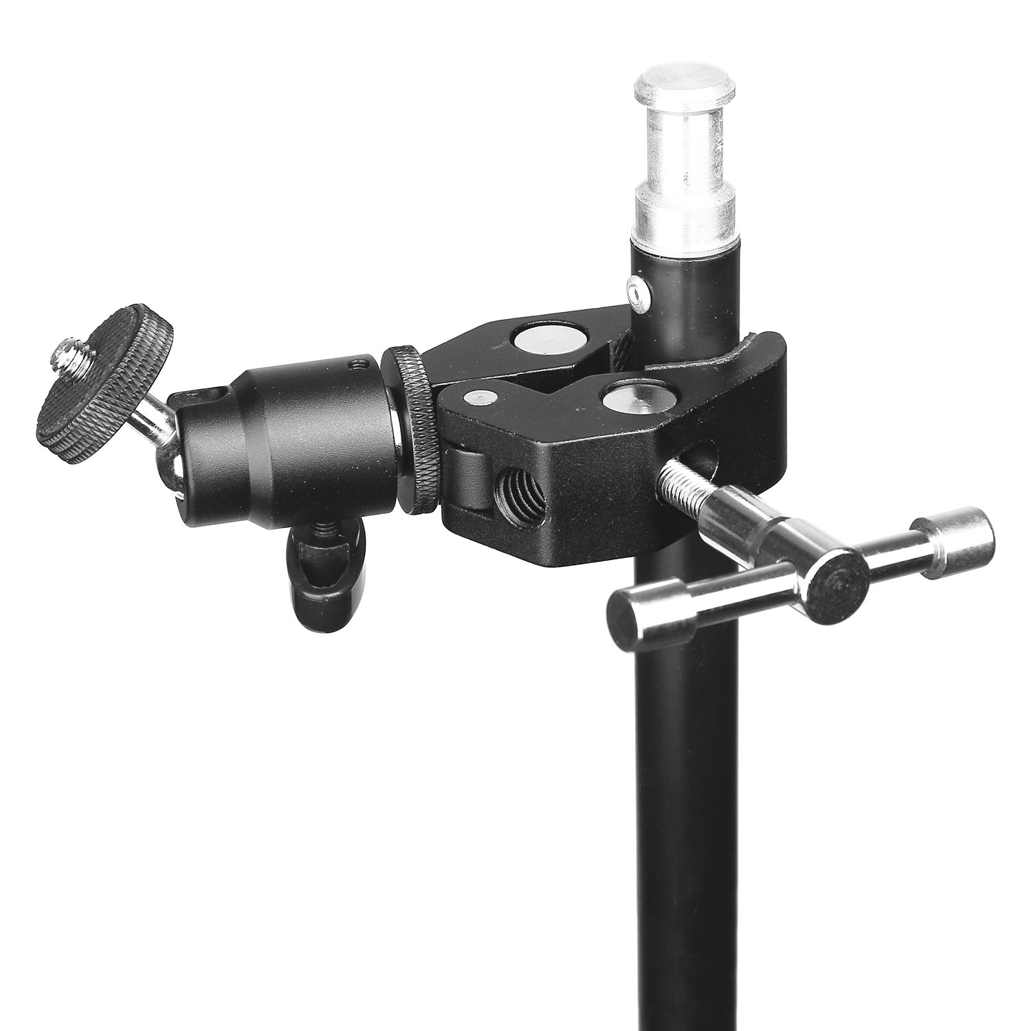 2 Pack ChromLives Camera Clamp Mount with Ball Head - Universal Super Clamp & Mini Hot Shoe Mount for LCD/DV Monitors, LED Lights, Microphones (1/4