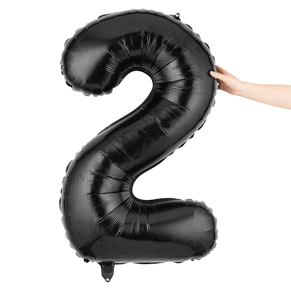 Balloonify Black Mylar Number 2 Balloon - 40 Inch Large Foil Balloon for Birthday Parties, Anniversaries & Celebrations (1 Count Box)