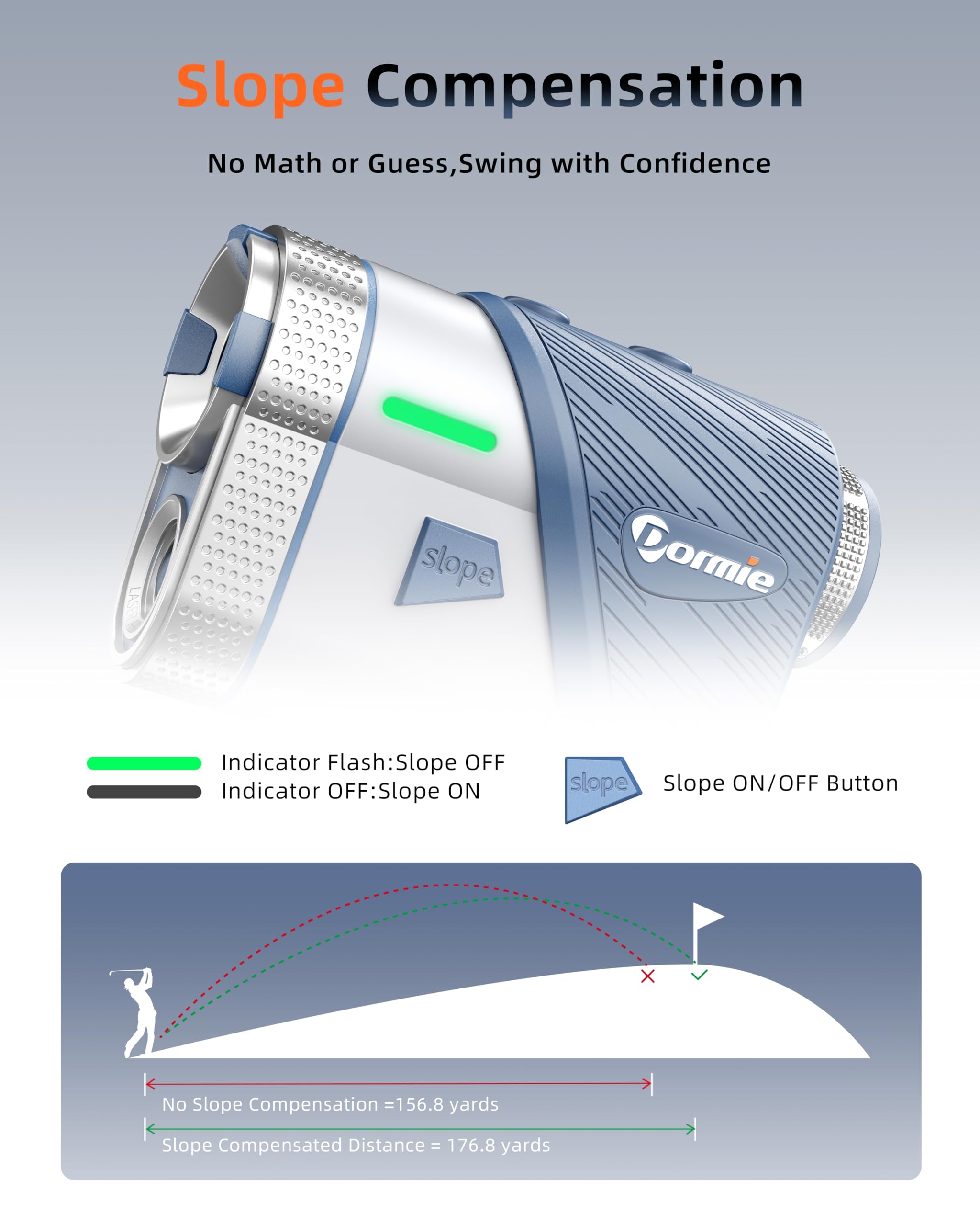 800 Yards Golf Rangefinder with Slope Compensation & Flag Lock - 6X Magnification Laser Range Finder, Aluminum Alloy Body, Vibration Alert - Perfect for Tournament Play & Practice on the Course