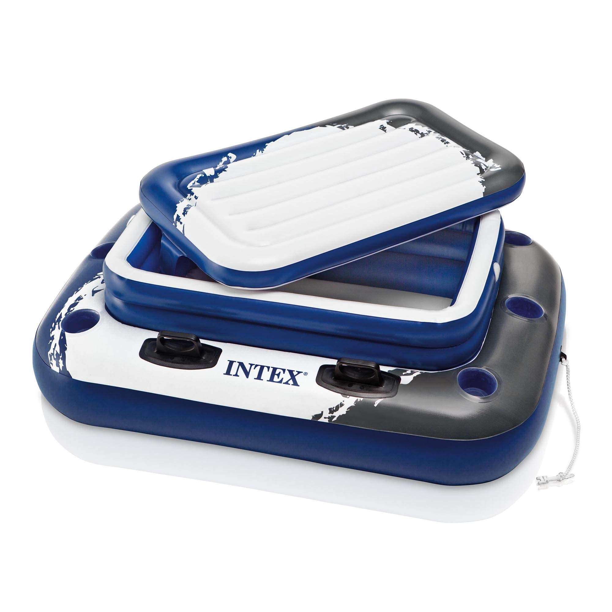 Intex River Run II 2-Person Inflatable Pool Tube Float with Cooler (2 Pack) - Perfect for River Rafting, Lake Lounging, and Summer Relaxation