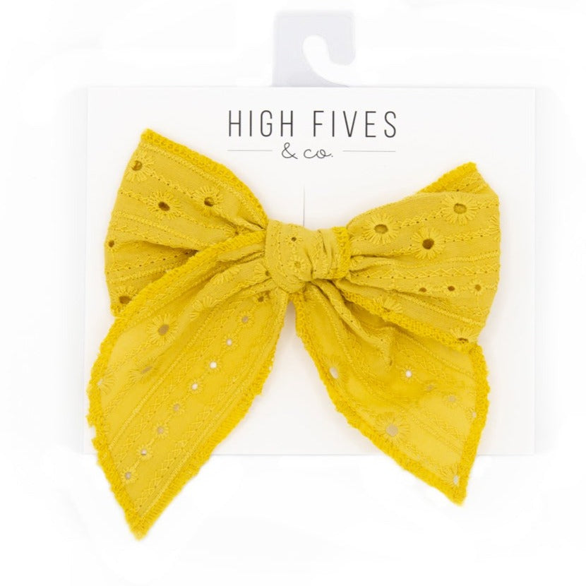 Elegant Eyelet Lace Bow Hair Clip with Long Tails - Perfect for Weddings, Parties & Special Occasions - Final Sale