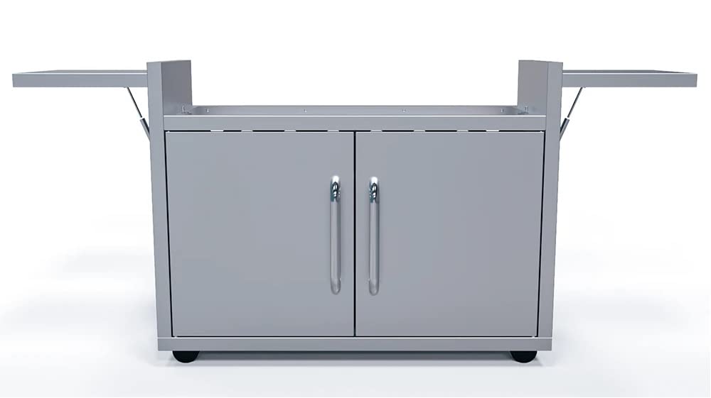 AMS Fireplace Le Griddle - Built-in Gas Griddle with Freestanding Cart for The Big Texan Griddle | Stainless Steel Construction, Folding Shelves, Double Door Access & Caster Wheels | Includes Rubber Mat | Perfect for Outdoor Cooking, Backyard BBQs & Commercial Kitchens