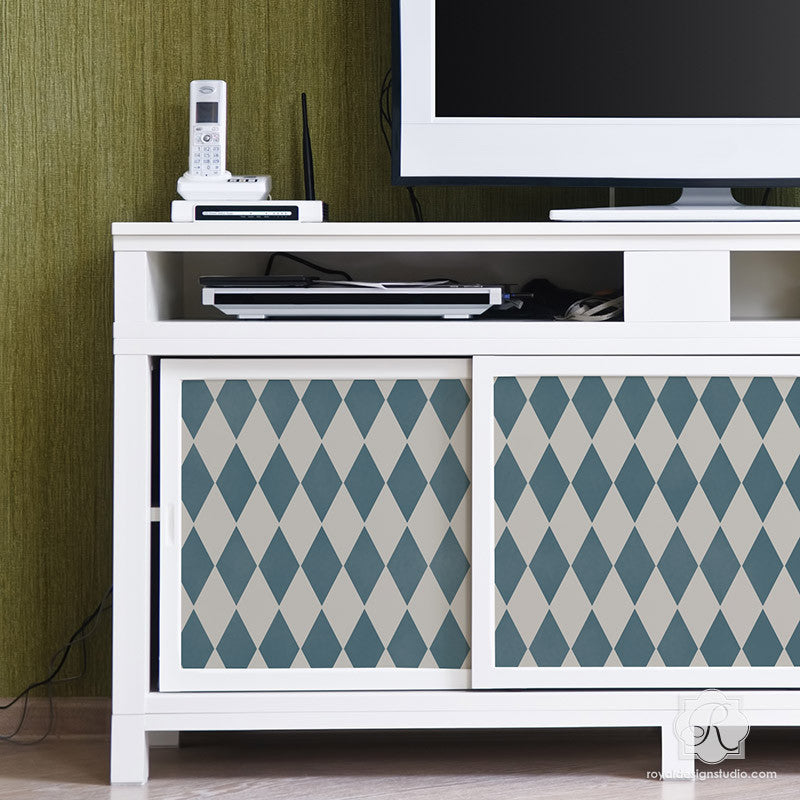 Harlequin Furniture Stencil - Reusable DIY Painting Template for Wood, Metal & Fabric - Perfect for Home Decor, Crafts & Upcycling Projects