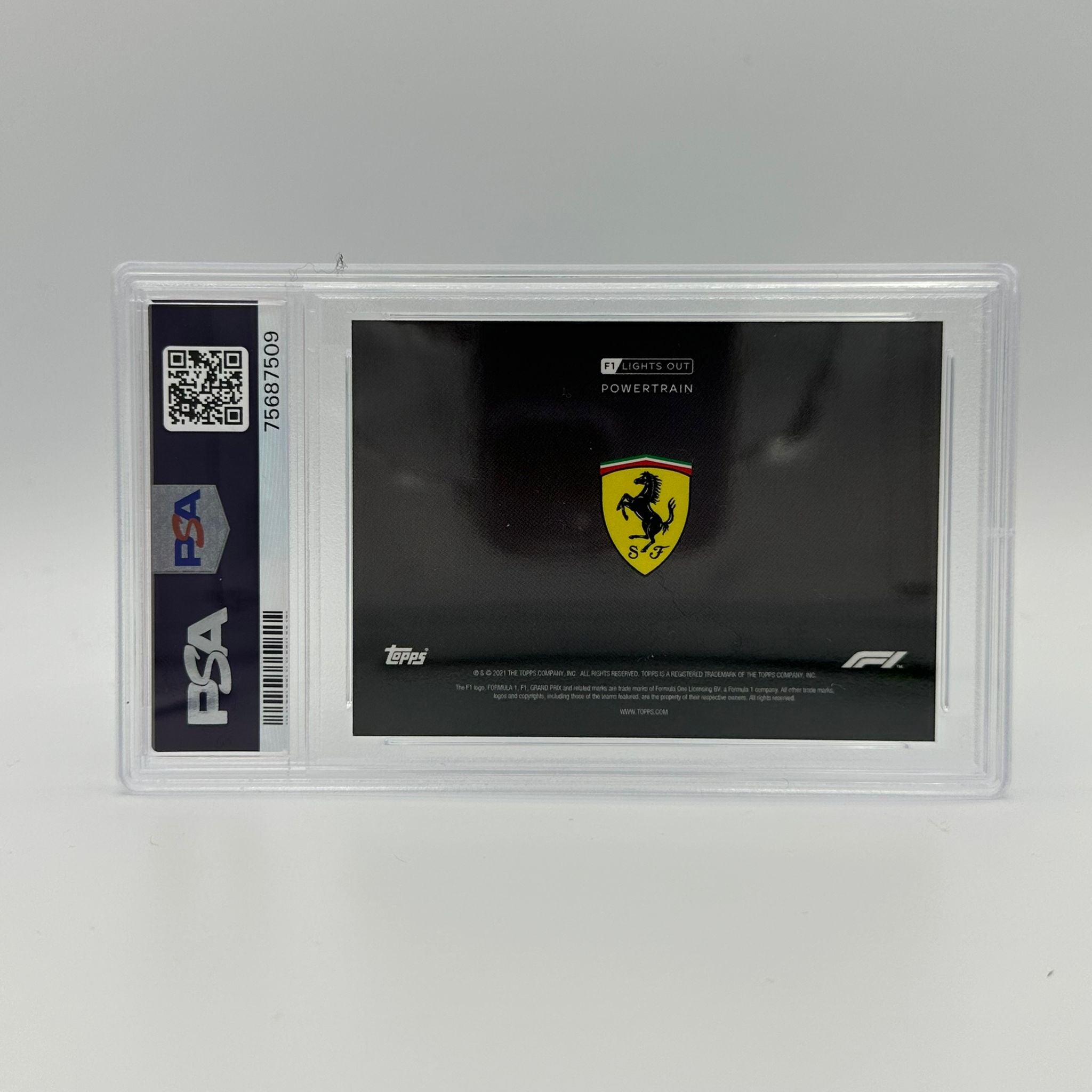 PSA 8 Graded 5/5 Ferrari Powertrain Rainbow Foil Trading Card - Perfect for Collectors, Investors & Racing Fans Display