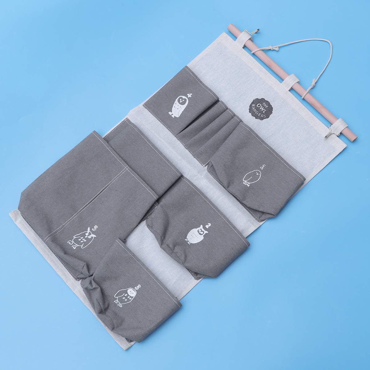 Fashion Wall Hanging Storage Organizer with Multiple Pockets - Over The Door Hanging Closet Organizer for Magazines, Accessories & Home Organization (Grey) - Perfect for Bedroom, Closet & Bathroom Storage Solutions