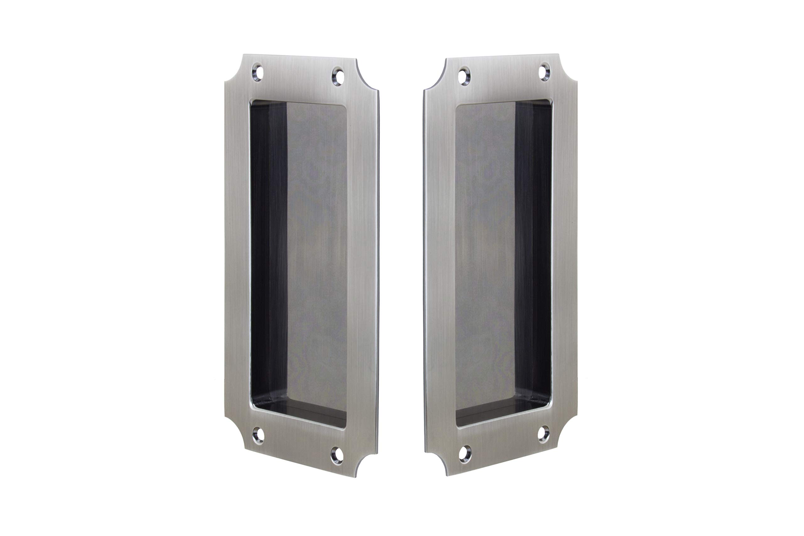 FPL Manor Solid Brass Pocket Door Hardware Set - Passage & Hall/Closet Function - Antique Nickel Finish - Ideal for Bedrooms, Closets & Space-Saving Interior Designs