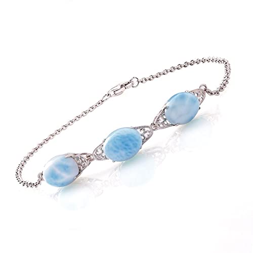 Stauer Women's Sea of Love Larimar Jewelry Set - Pendant, Earrings & Bracelet for Women | Elegant Blue Gemstone Gift for Her, Birthday, Anniversary & Special Occasions