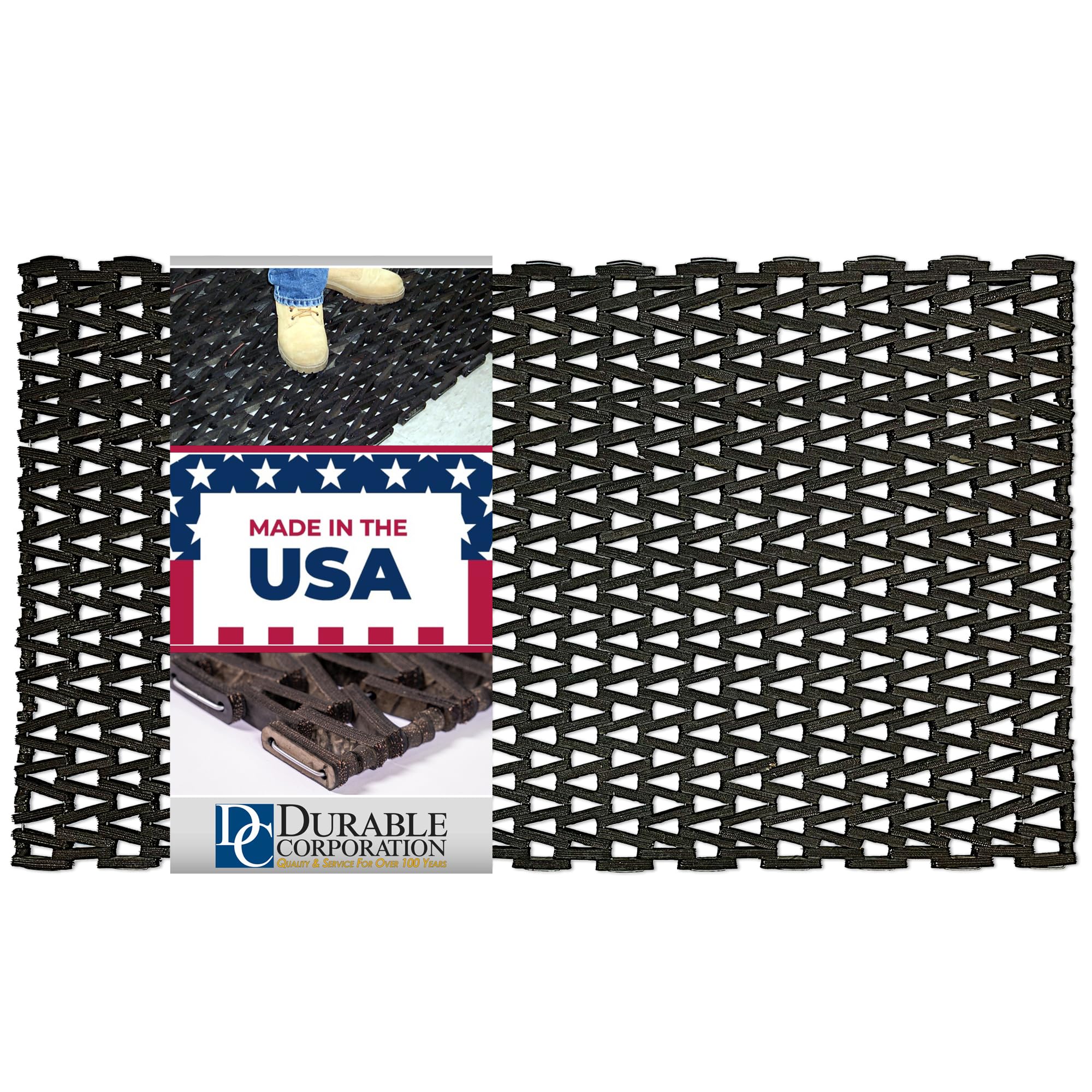 Durable Durite Recycled Tire-Link Outdoor Entrance Mat - Herringbone Weave Design, 30