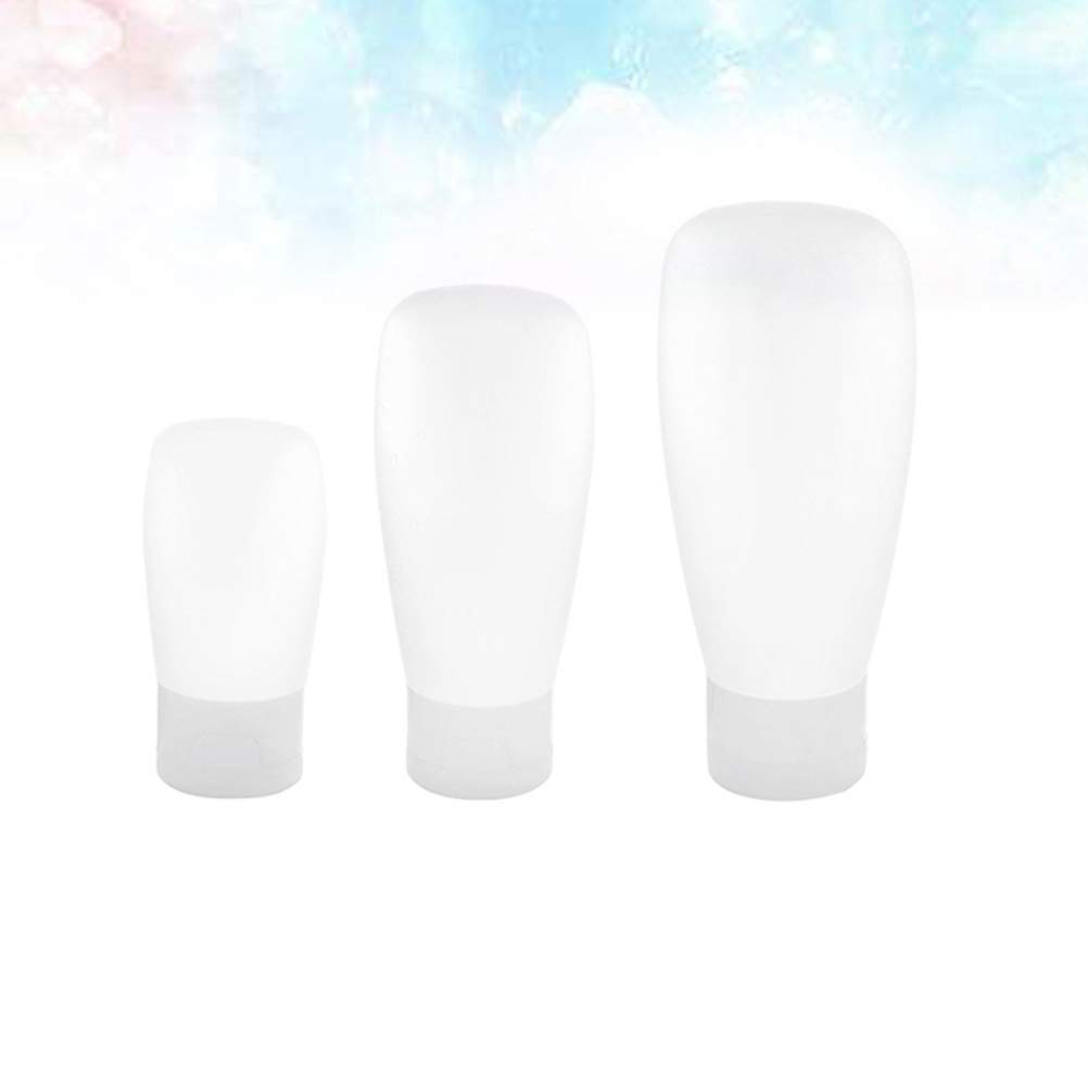 3-Piece Travel Shampoo Bottles Set - Leak-Proof Silicone Soap Containers with Press Cap for Toiletries, Lotion & Shampoo - Perfect for Airplane Carry-On, Gym Bag & Camping Trips